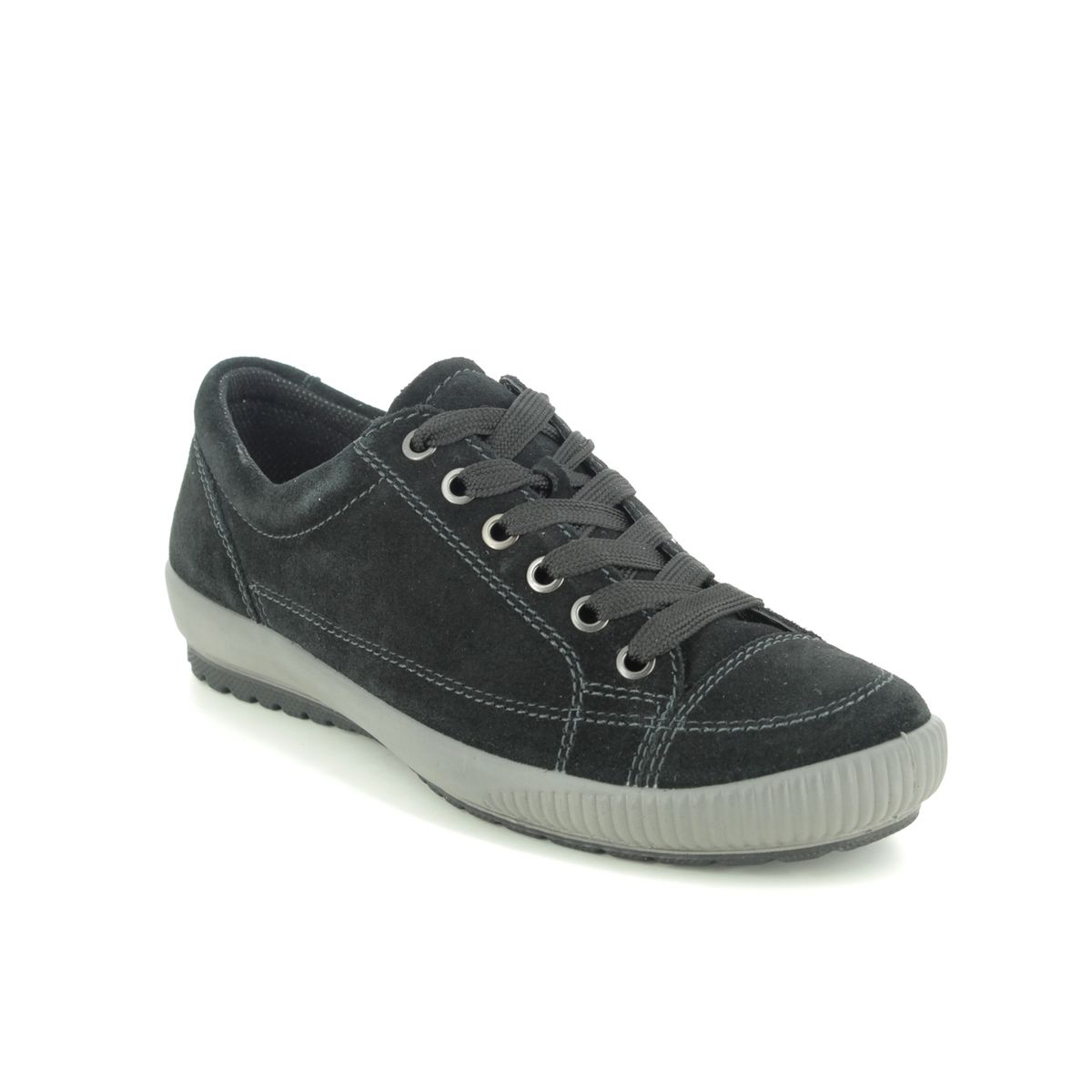 Legero Tanaro Stitch Black Suede Womens Lacing Shoes 0800820-0000 In Size 6.5 In Plain Black Suede