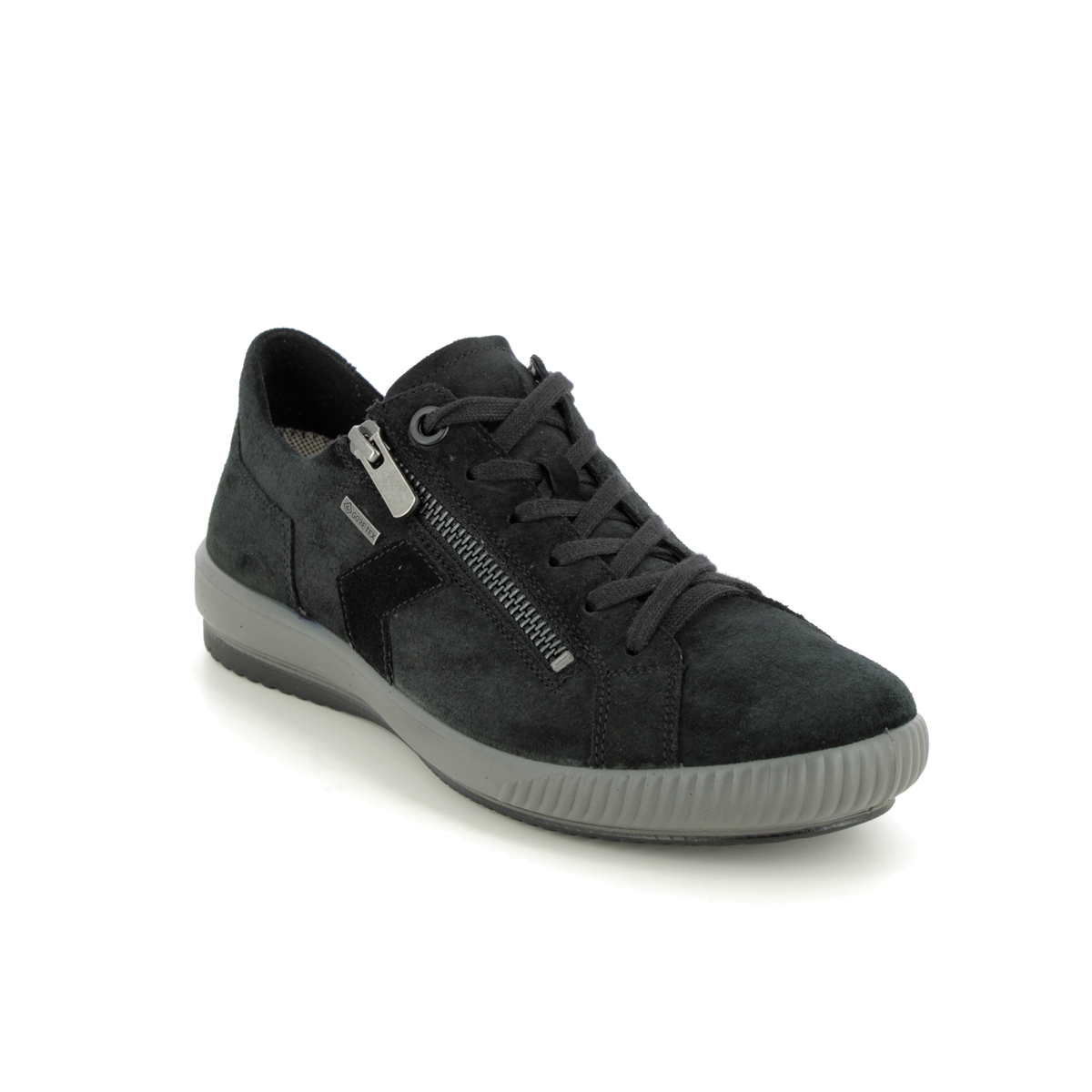 Legero Tanaro5 Zip Gtx Black Suede Womens Lacing Shoes 2000163-0000 In Size 9 In Plain Black Suede