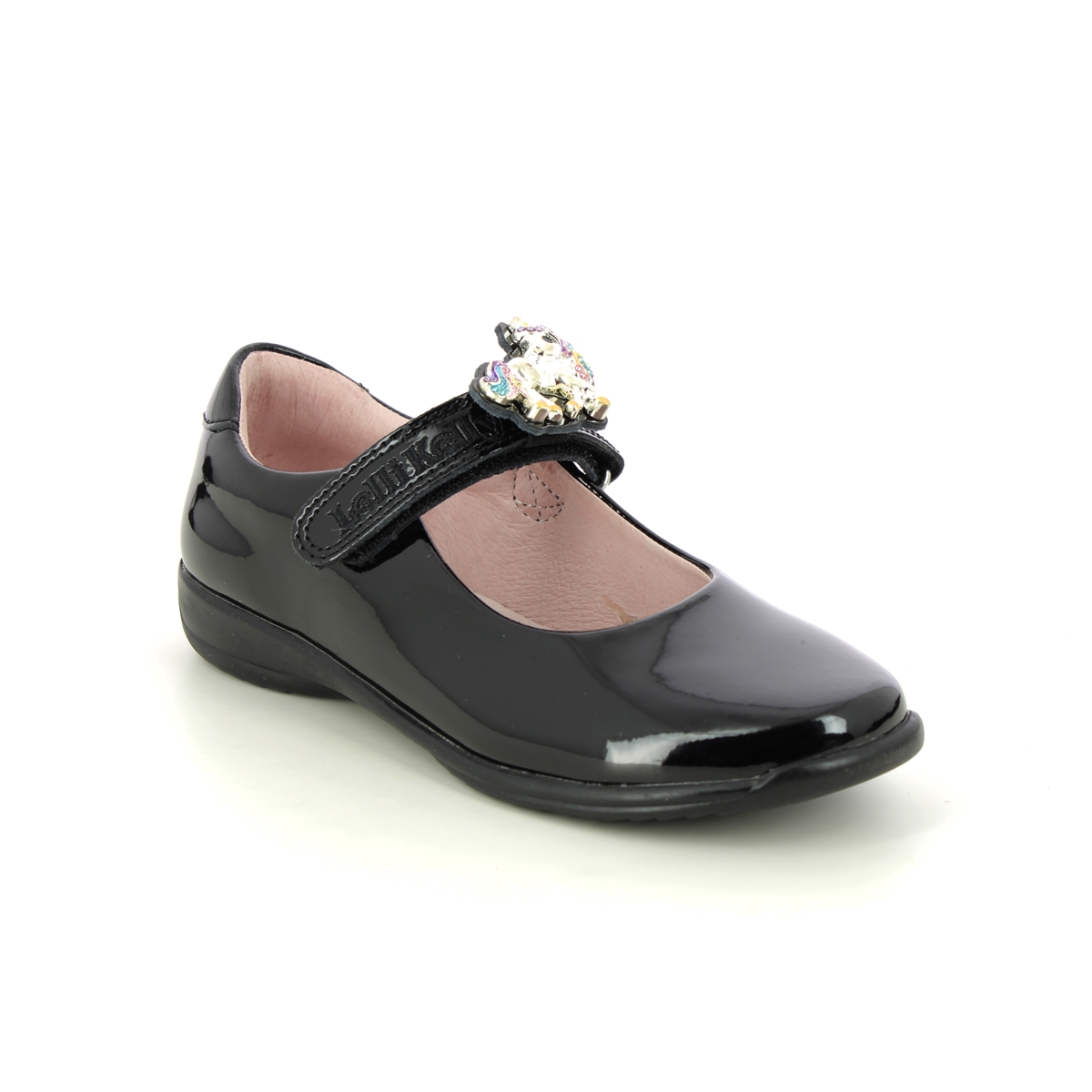 Lelli Kelly Bella Unicorn F Black patent Kids Girls shoes LK8113-DB01 in a Plain Leather in Size 35