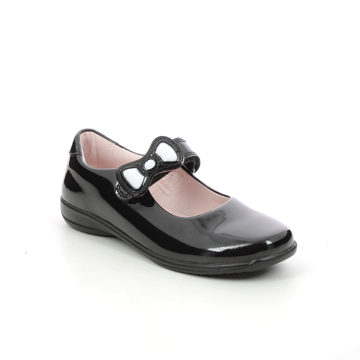 Lelli Kelly - Colourissima Bow F Fit In Black Patent Lk8802-Db01 In Size 28 In Plain Black Patent Girls Shoes  In Black Patent For School For kids