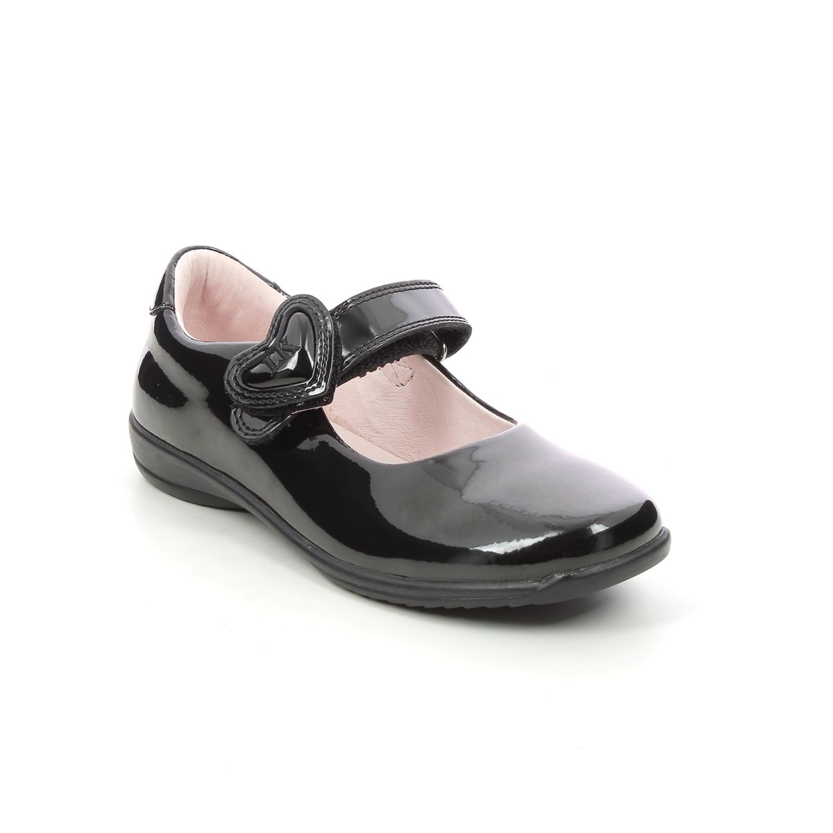 Lelli Kelly Colourissima Heart F Fit Black patent Kids Girls shoes LK8500-DB01 in a Plain  in Size 28