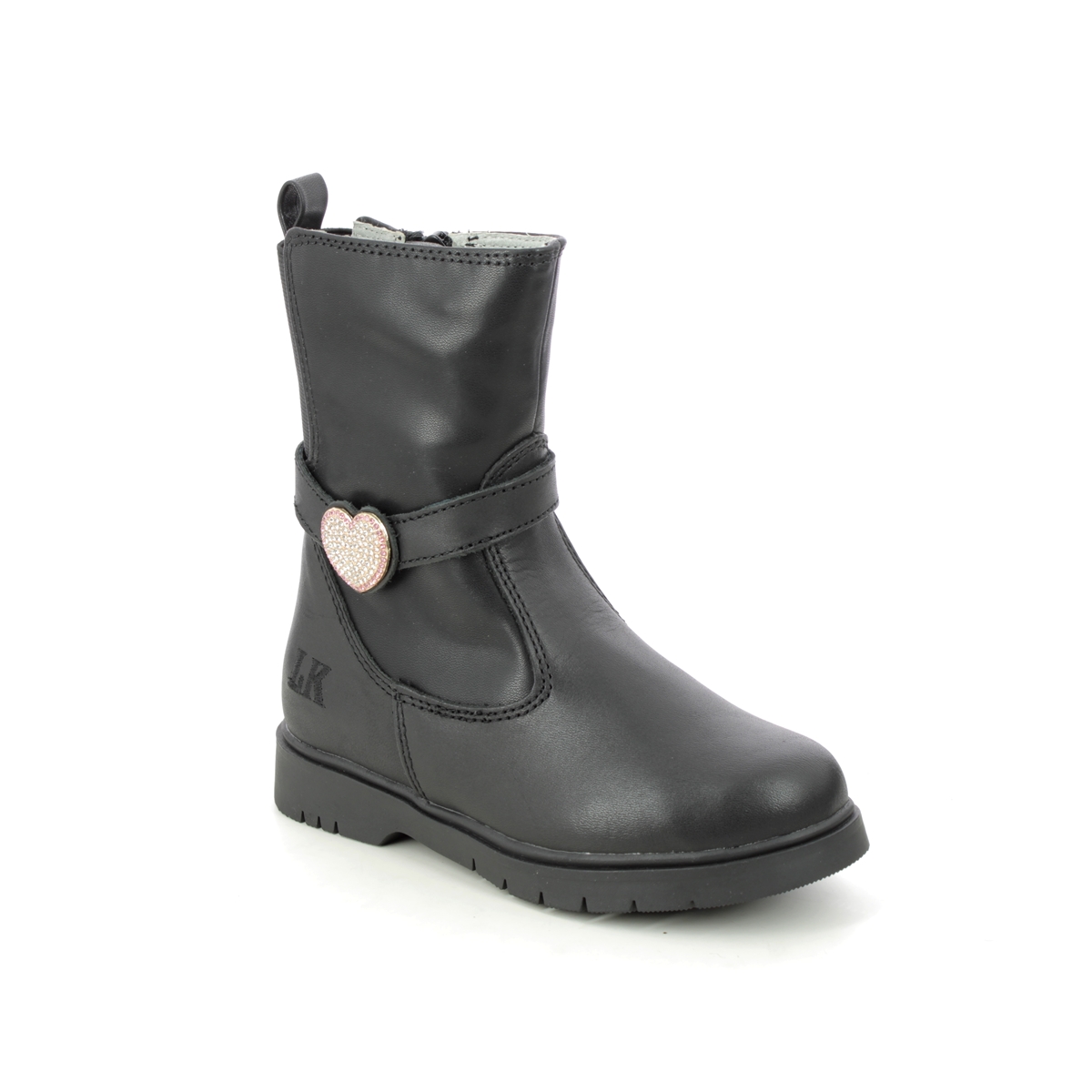 Lelli Kelly - Manuela Mid Tex In Black Leather Lk2318-Cb01 In Size 31 In Plain Black Leather Girls Boots  In Black Leather For kids