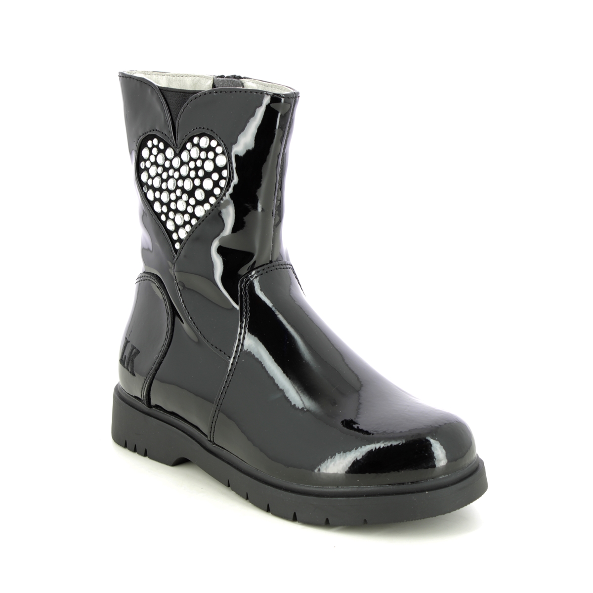 Lelli Kelly Marina Mid Tex Black patent Kids Girls boots LK2324-DB01 in a Plain  in Size 30
