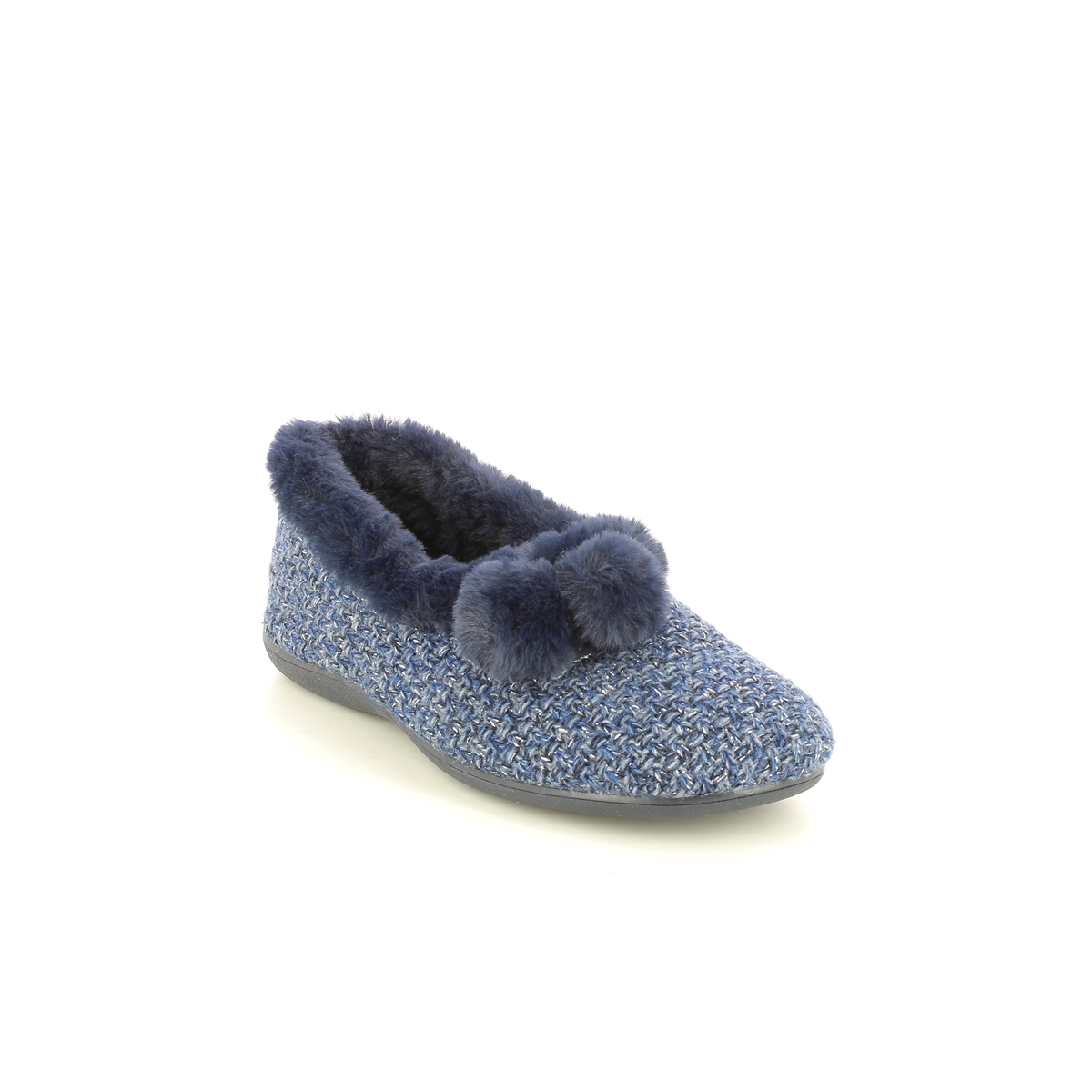 Lotus Alice Navy Womens slipper mules in a Plain Textile in Size 7