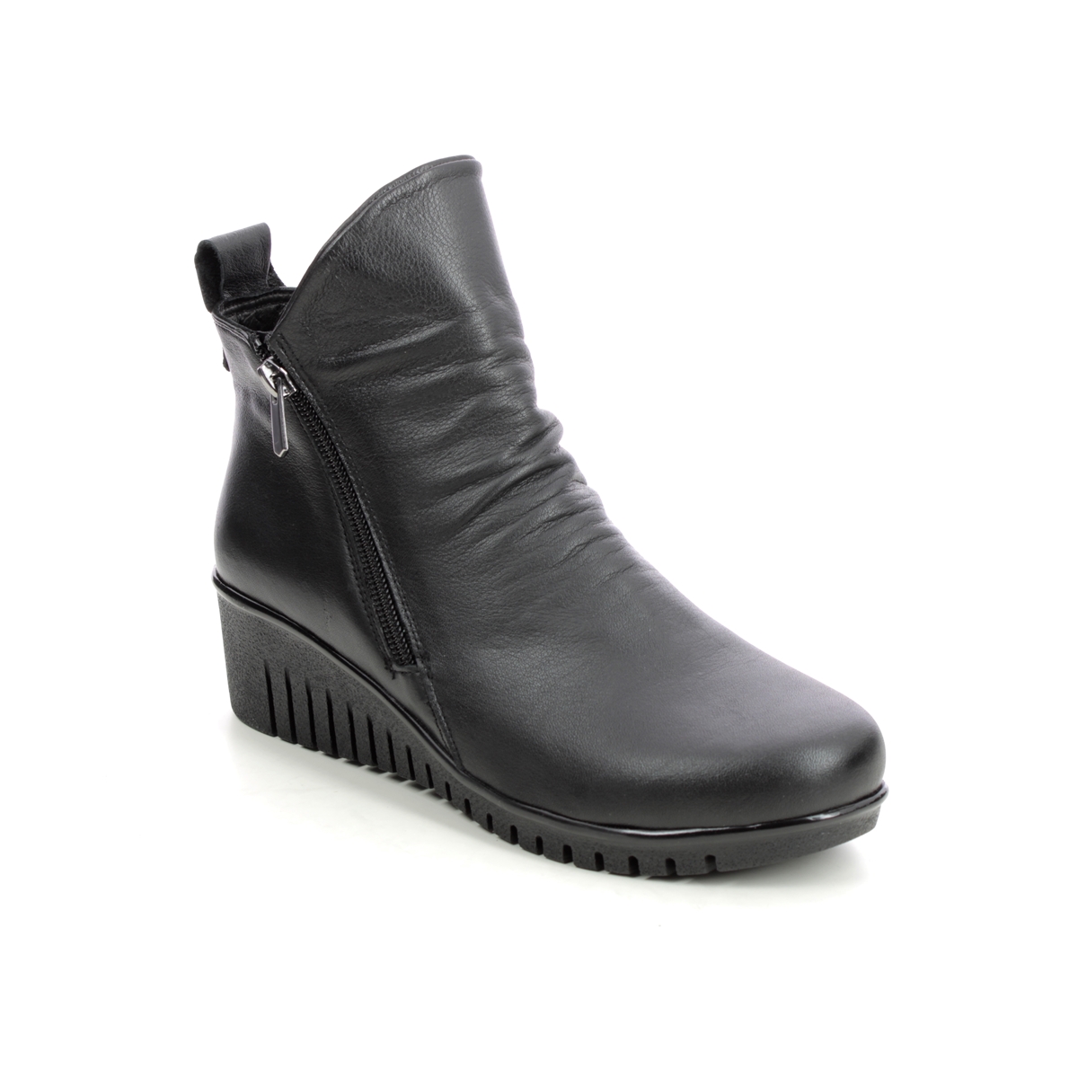 Lotus Cordelia Ceraso Black leather Womens Wedge Boots in a Plain Leather in Size 37