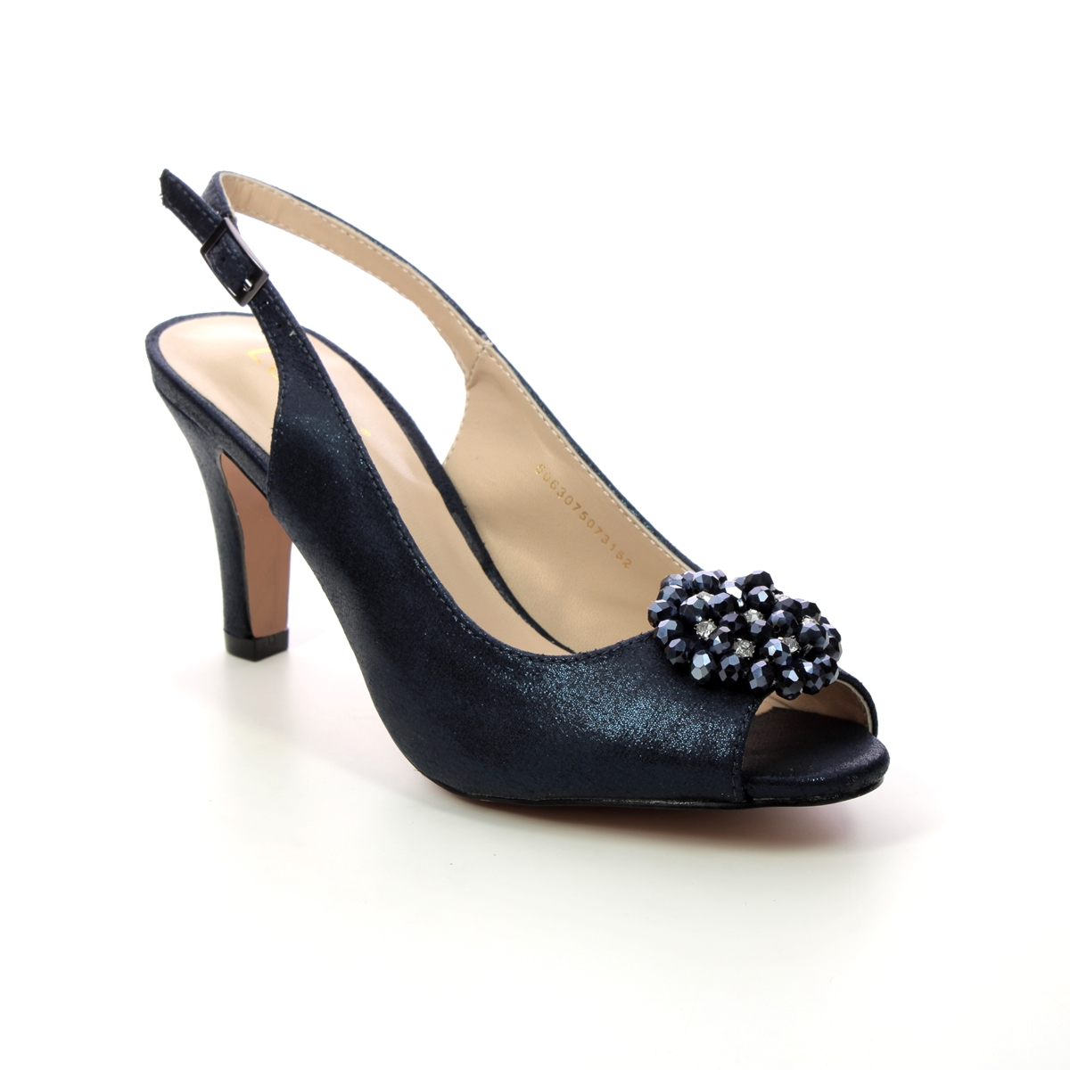Lotus Elodie Navy Glitz Womens Slingback Shoes in a Plain Man-made in Size 8