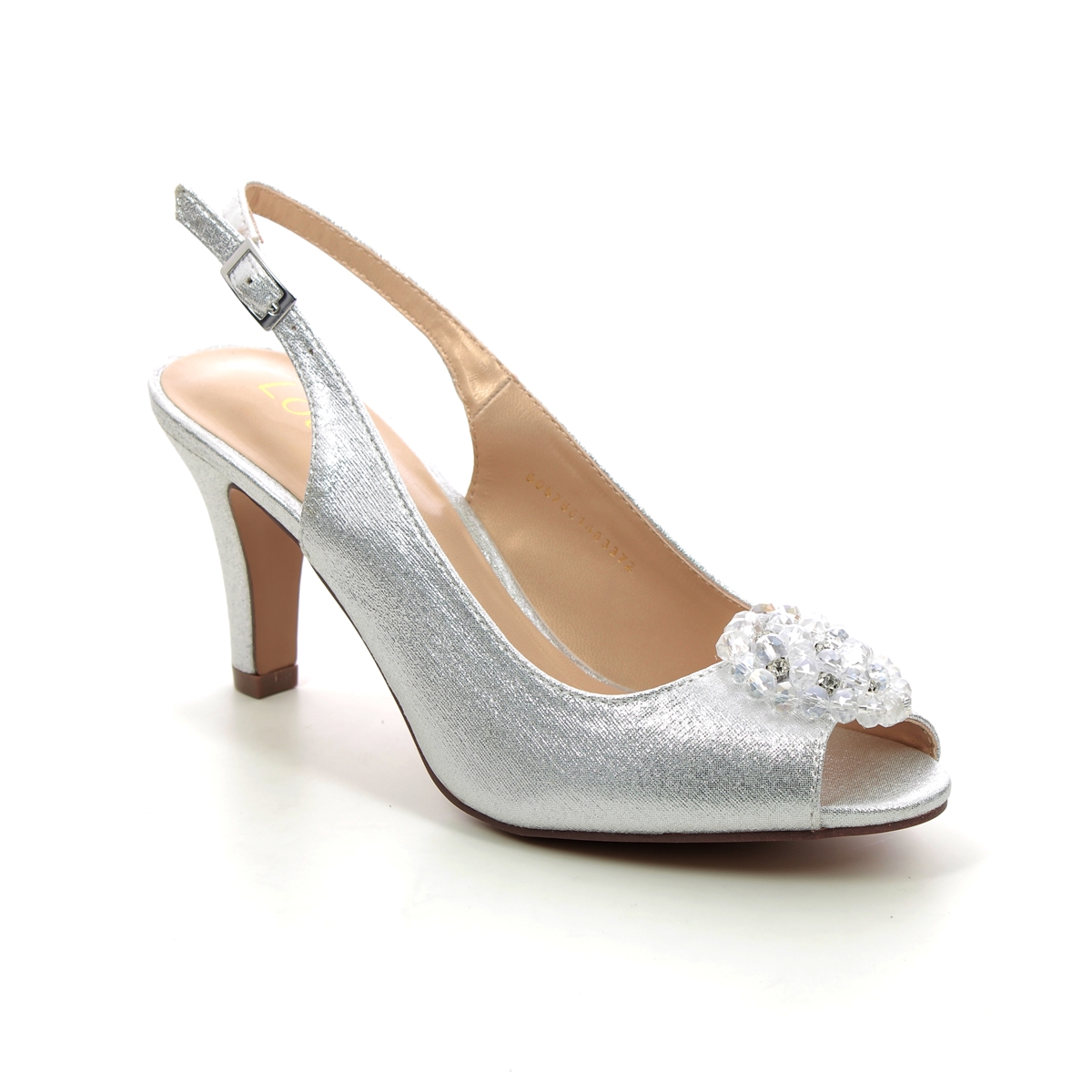 Lotus Elodie Silver Womens Slingback Shoes in a Plain Man-made in Size 3