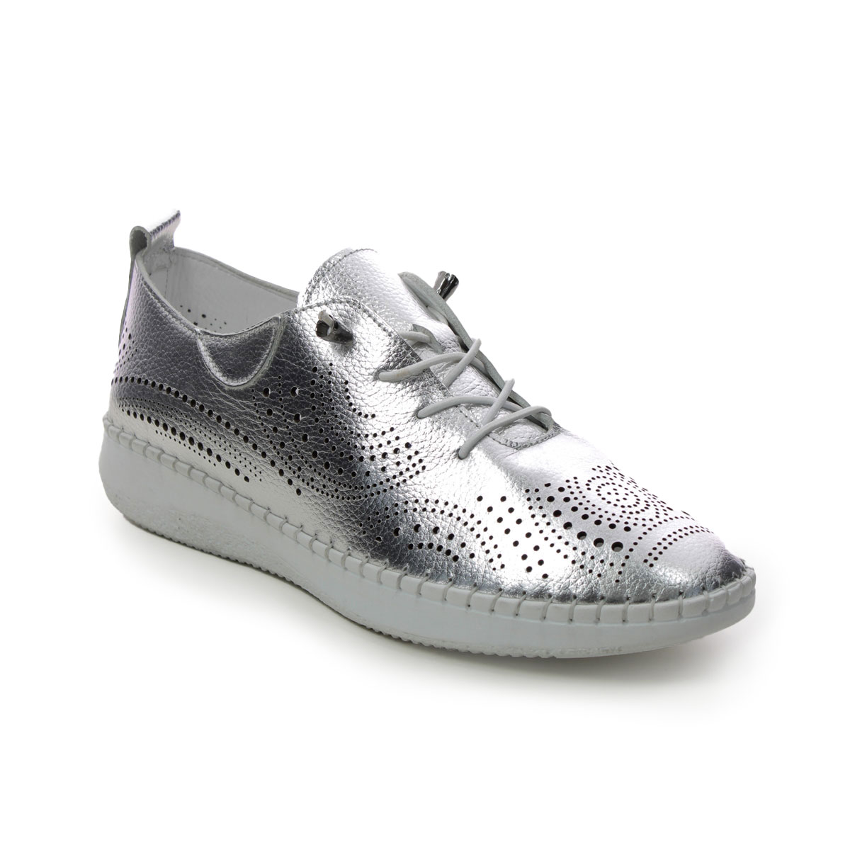 Lotus Katya Silver Womens lacing shoes in a Plain Leather in Size 7