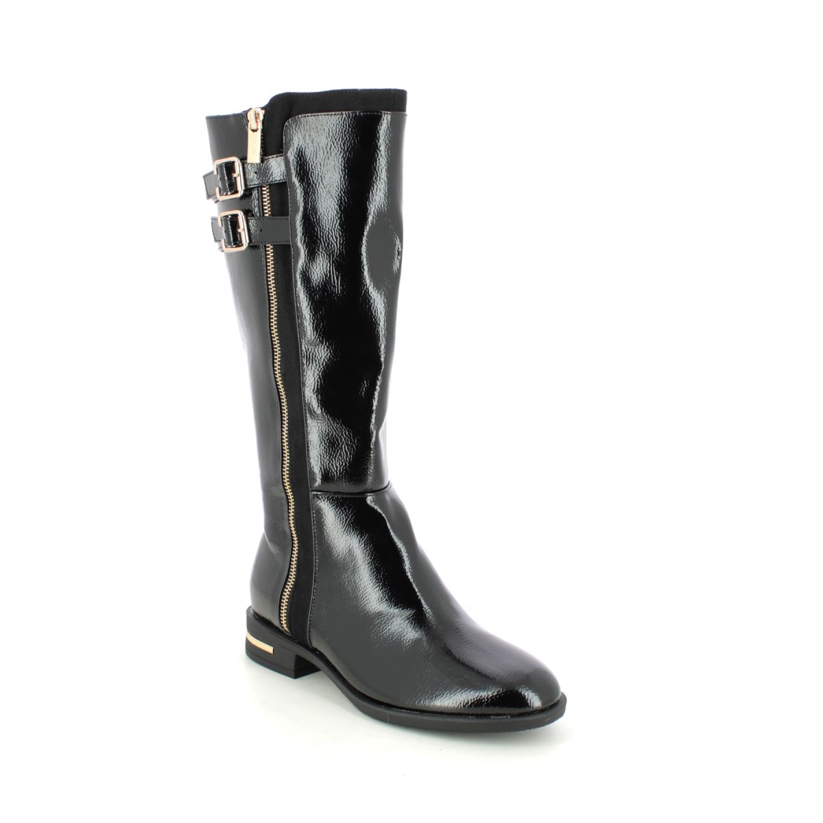Lotus Louella Estelle Black patent Womens knee-high boots in a Plain Man-made in Size 3