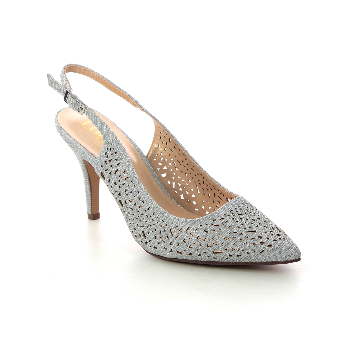 Lotus Lyla Silver Womens High Heels in a Plain Textile in Size 4