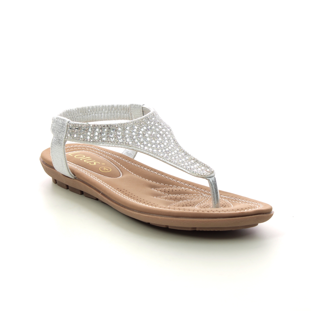 Lotus Orla Silver Womens Flat Sandals in a Plain Man-made in Size 5