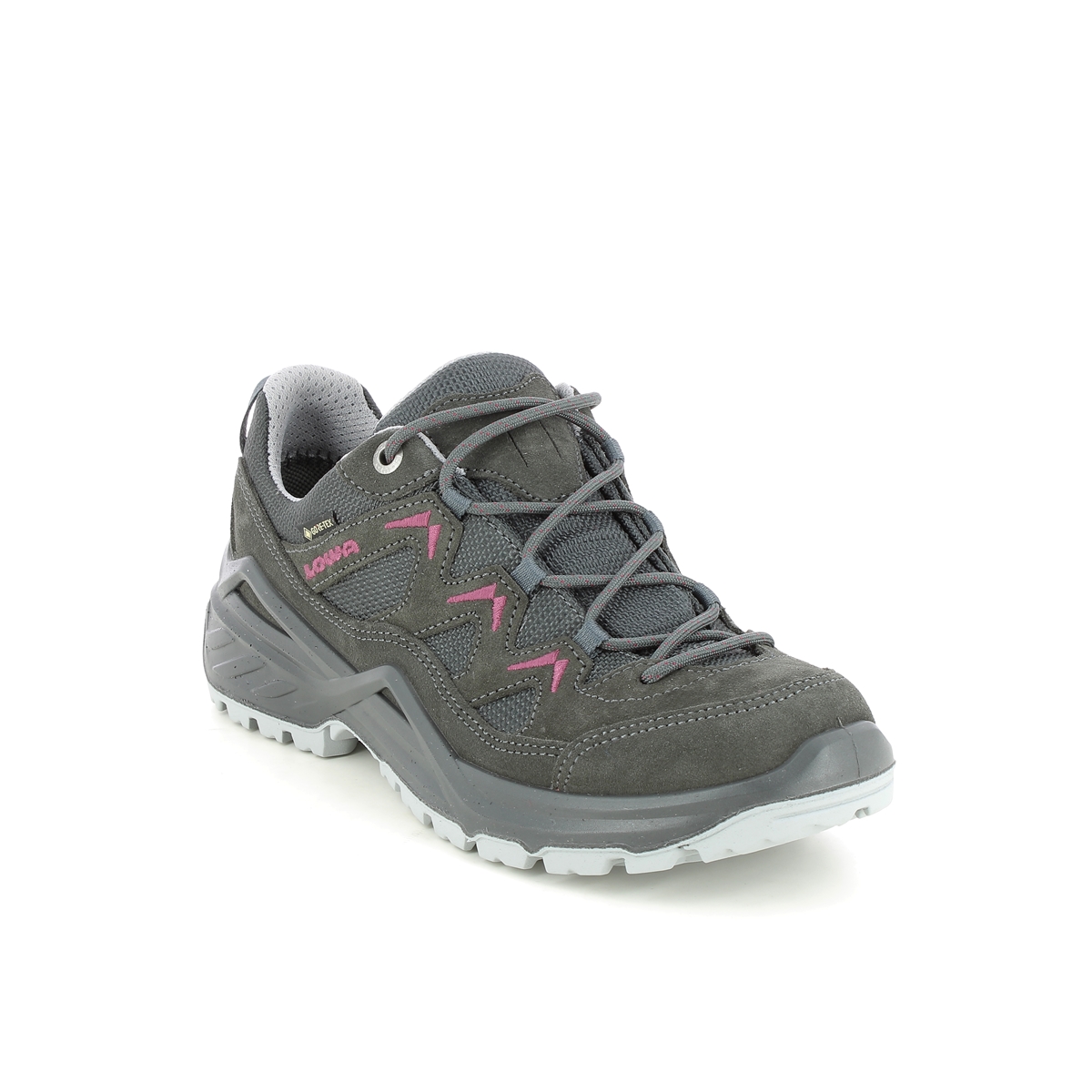 Lowa Sirkos Evo Gtx Lo Womens Walking Shoes In Dark Grey 310805-0937 In Regular Fit Ladies Uk Size 7 In Plain Dark Grey