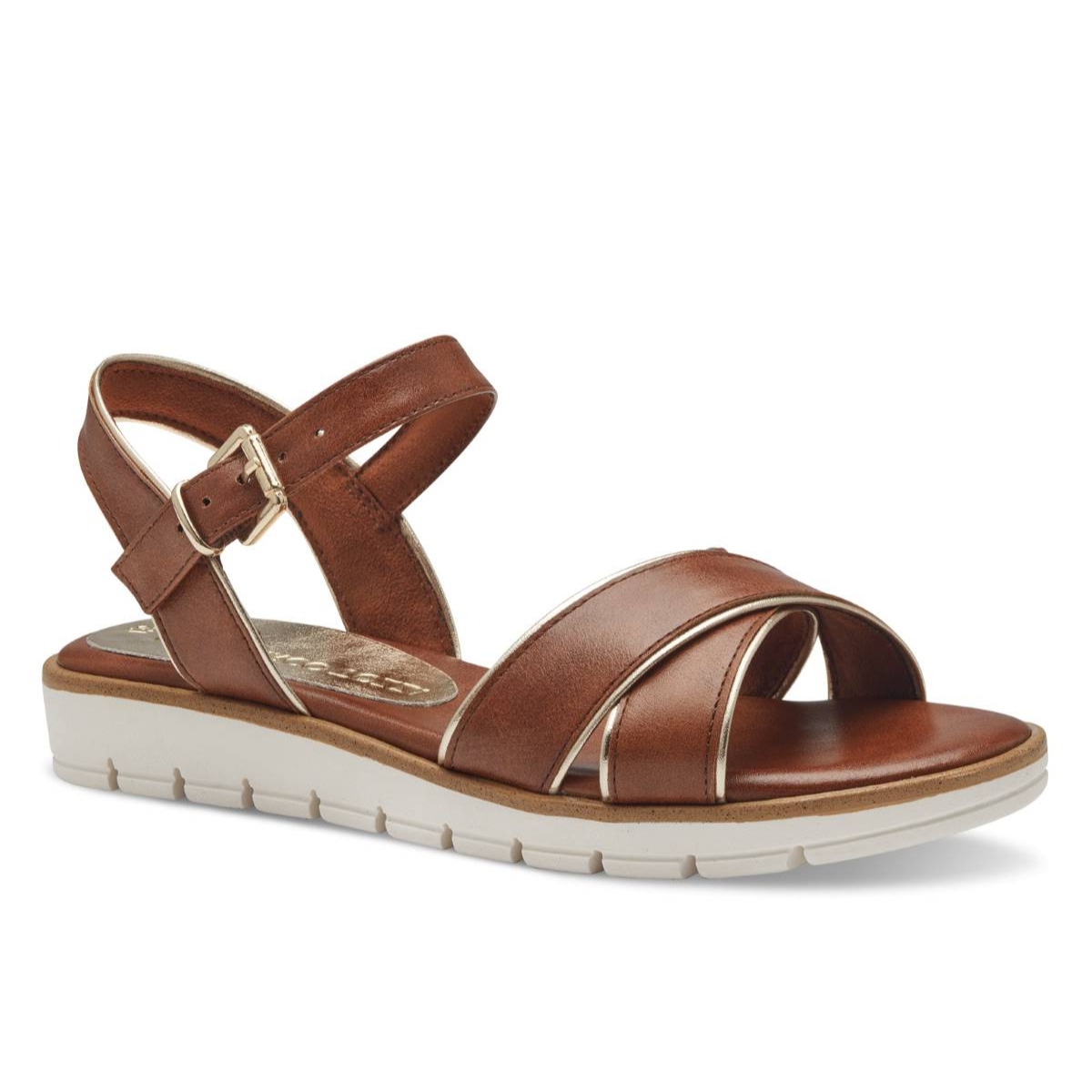 Marco Tozzi Cento Tan Womens Flat Sandals 28601-42-392 in a Plain Man-made in Size 41