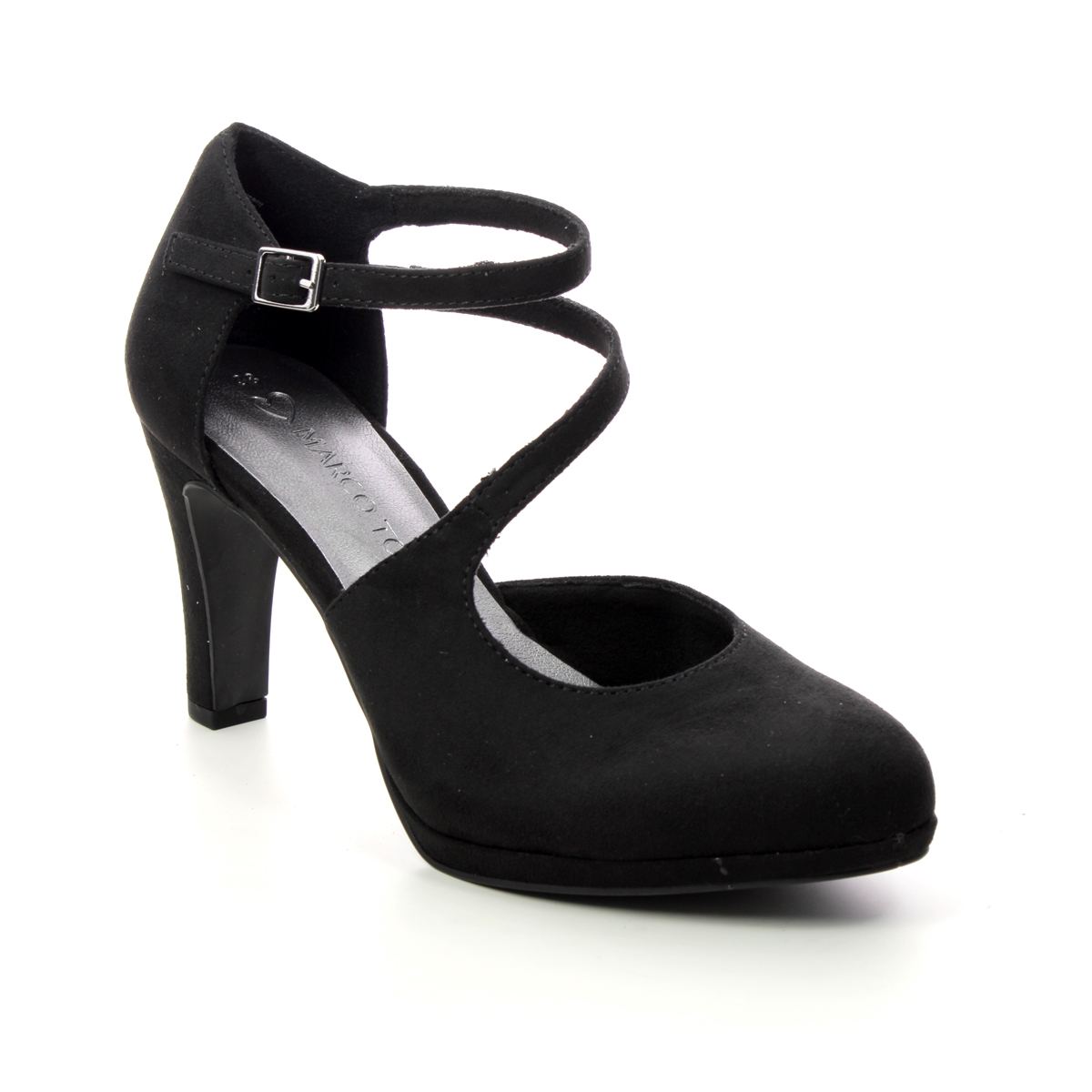 Marco Tozzi Marti  Strap Black Womens High Heels 24402-41-001 In Size 37 In Plain Black