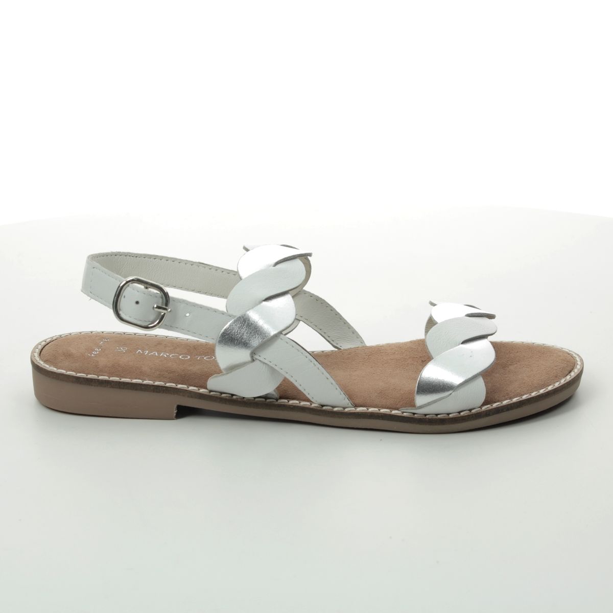 Marco Tozzi New Diamond 28130-24-197 White-silver Flat Sandals