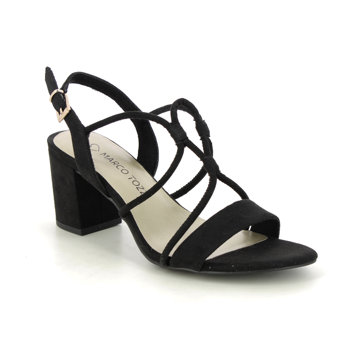 Marco Tozzi Paduli Black Womens Heeled Sandals 28308-42-001 in a Plain Textile in Size 39