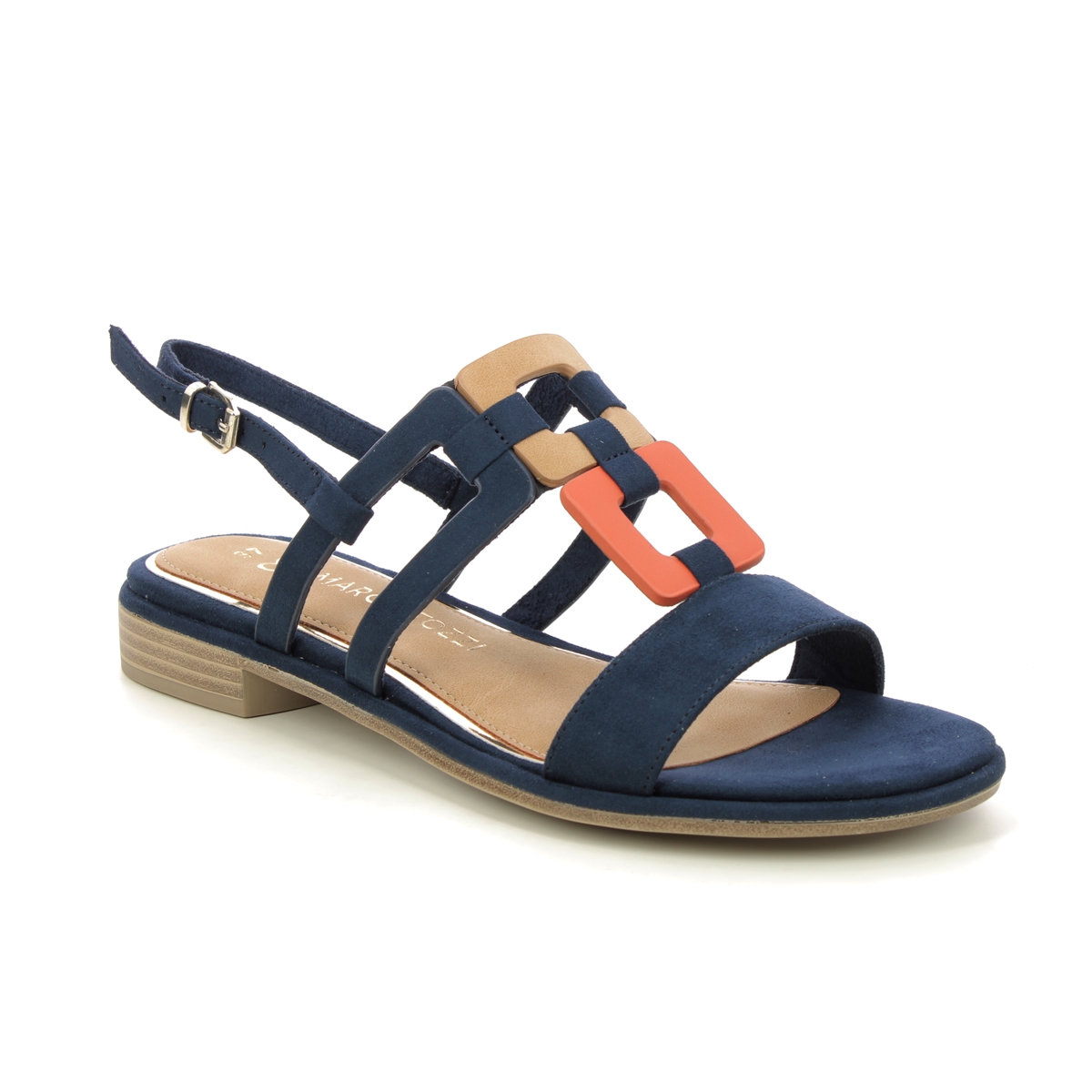 Marco Tozzi Rotty Navy Womens Flat Sandals 28107-42-890 in a Plain Textile in Size 40
