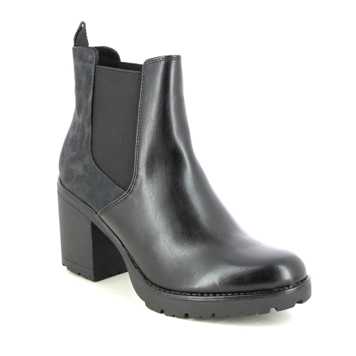Marco Tozzi Saga  Chelsea Black Womens ankle boots 25414-41-005 in a Plain Man-made in Size 41