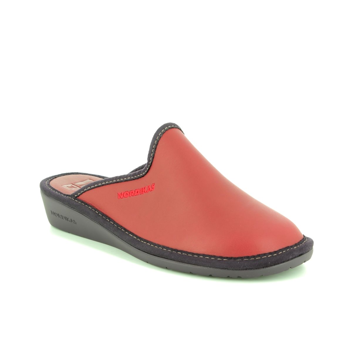 Nordikas Mulea  82 Red Leather Womens Slipper Mules 347-8  Naomi Ii In Size 36 In Plain Red Leather