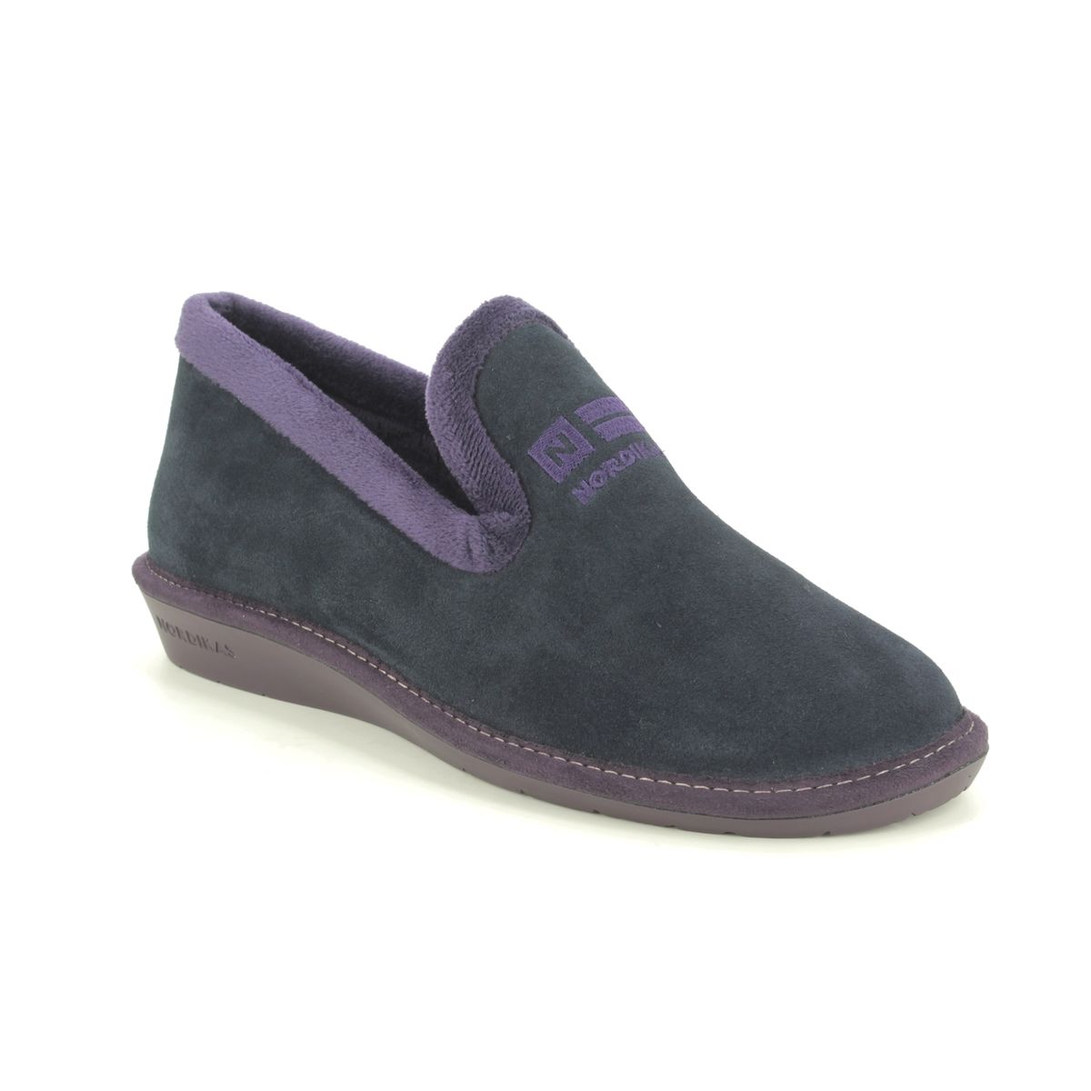Nordikas Tabackin Navy Suede Womens Slippers 305-4   Nicola 3 In Size 40 In Plain Navy Suede