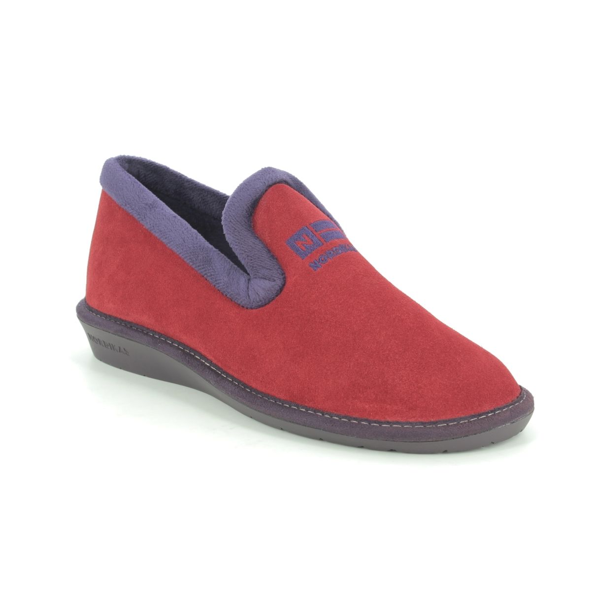 Nordikas Tabackin Red Suede Womens Slippers 305-4   Nicola 3 In Size 42 In Plain Red Suede