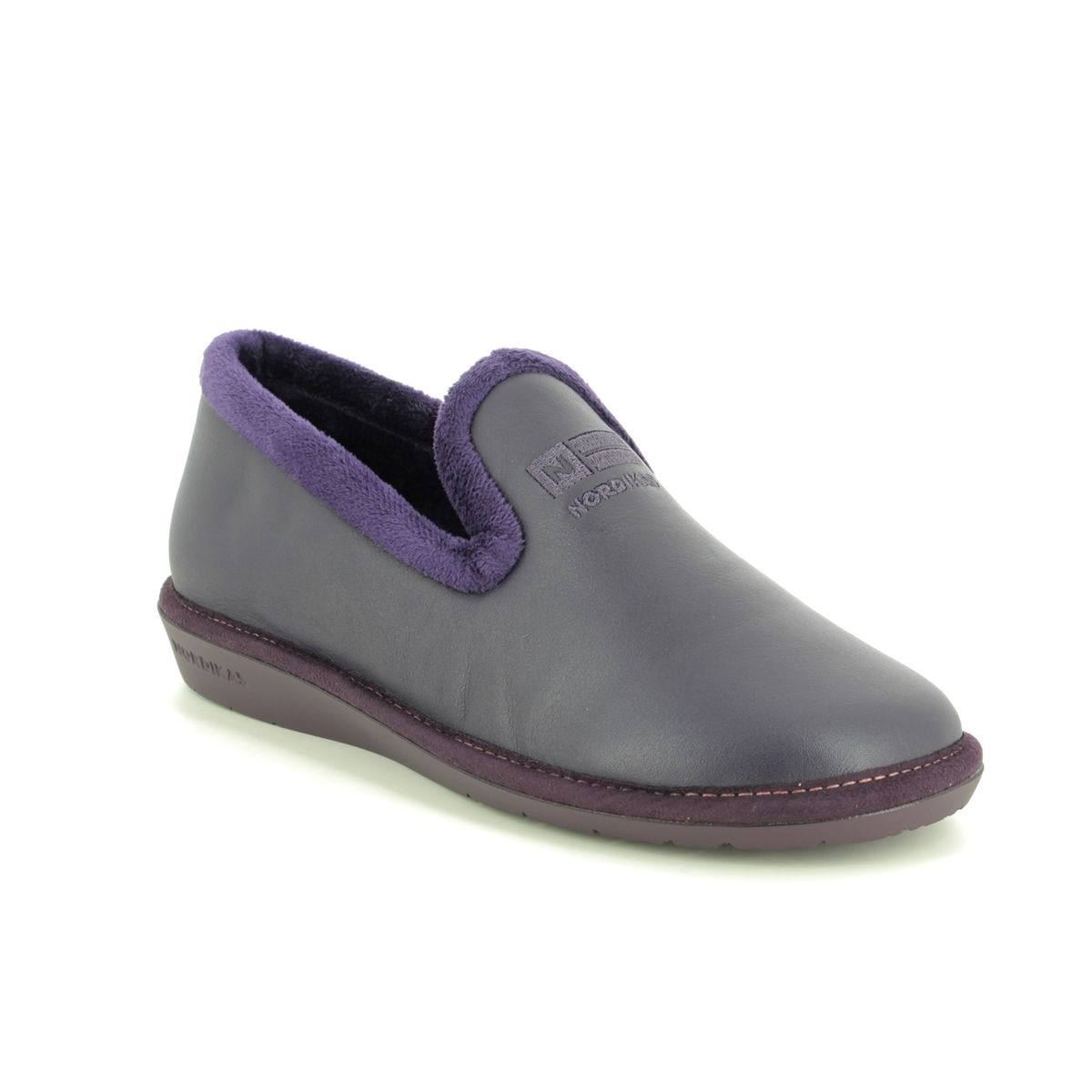 Nordikas Tabackin 95 Purple Leather Womens Slippers 305-4   Nicola 3 In Size 42 In Plain Purple Leather