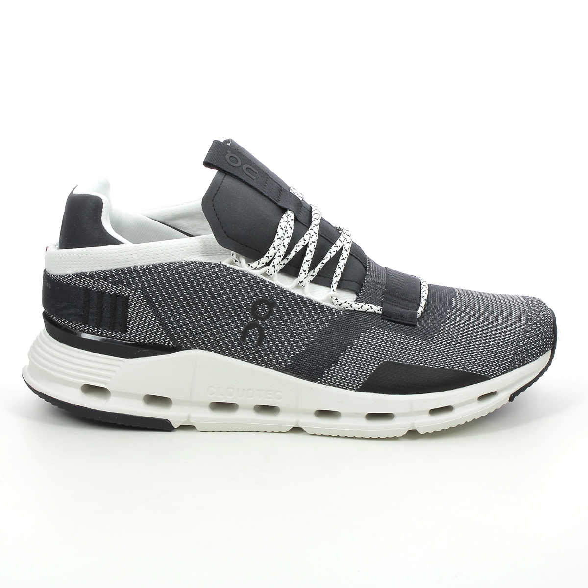On Running Cloudnova Mens Black and White Trainers