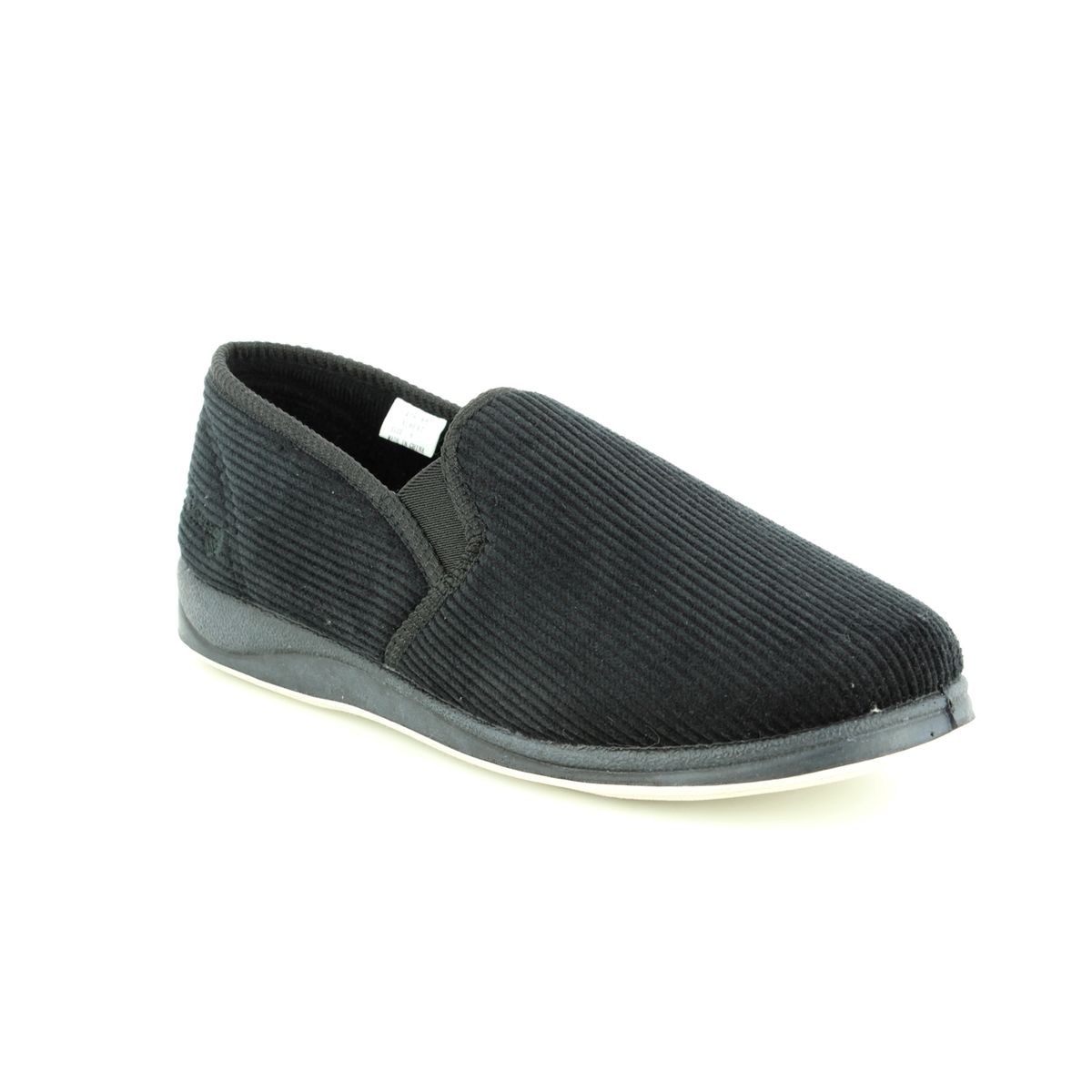 Padders Albert G Fit Black Mens slippers 408S-40 in a Plain Textile in Size 9