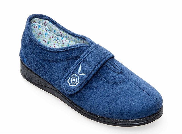 Padders Camilla Ee Fit Blue Womens slippers 447-29 in a Plain Microsuede in Size 4