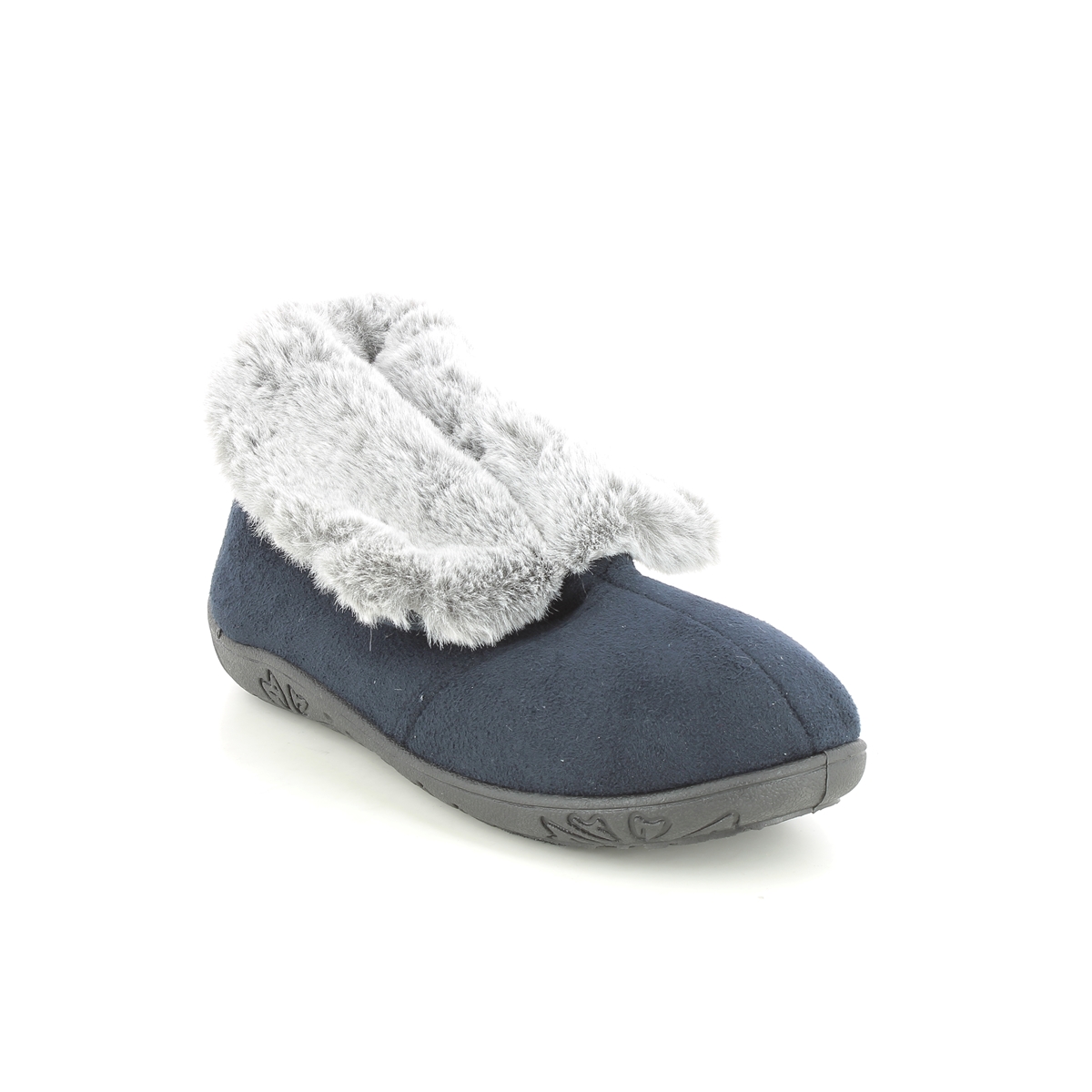 Padders Esme  Ee Fit Navy Womens slippers 4050-4007 in a Plain Textile in Size 7
