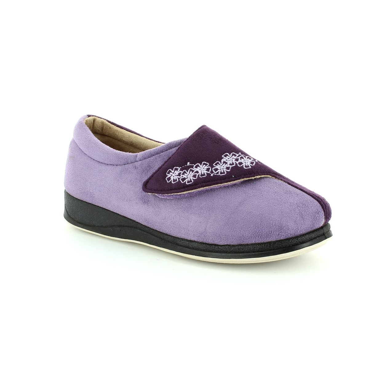 Padders Hug Purple multi Womens slippers 424N-78 in a Plain Microsuede in Size 7