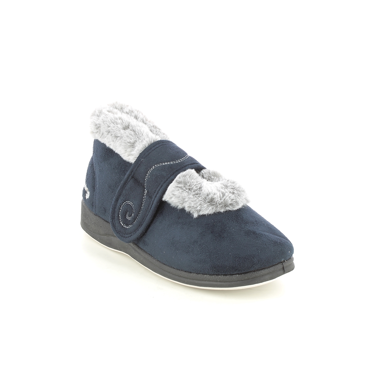 Padders Hush Navy Womens slippers 409-24 in a Plain Textile in Size 9