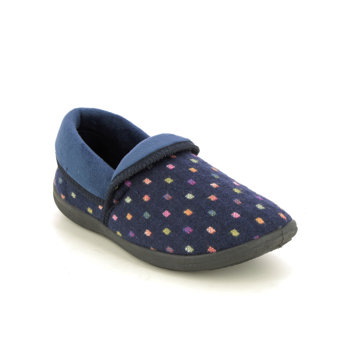 Padders Mellow Ee Fit Navy Womens slippers 460-4076 in a Plain Textile in Size 4