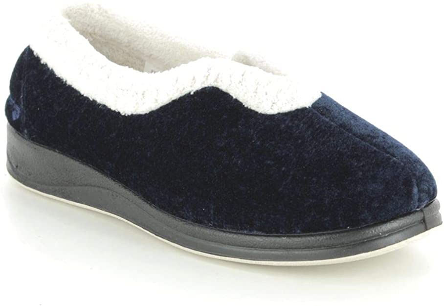 Padders Paloma 4e-6e Navy Womens slippers 440-4007 in a Plain Textile in Size 4