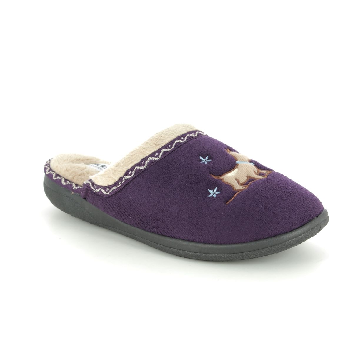 Padders Scotty Ee Fit Purple Womens slippers 479-95 in a Plain Microsuede in Size 4