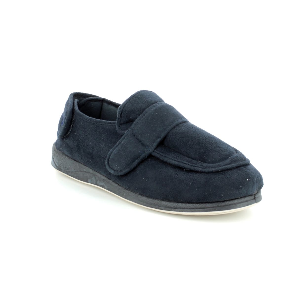 Padders Wrap Enfold G Fit Navy Mens slippers 429-24 in a Plain Microsuede in Size 8