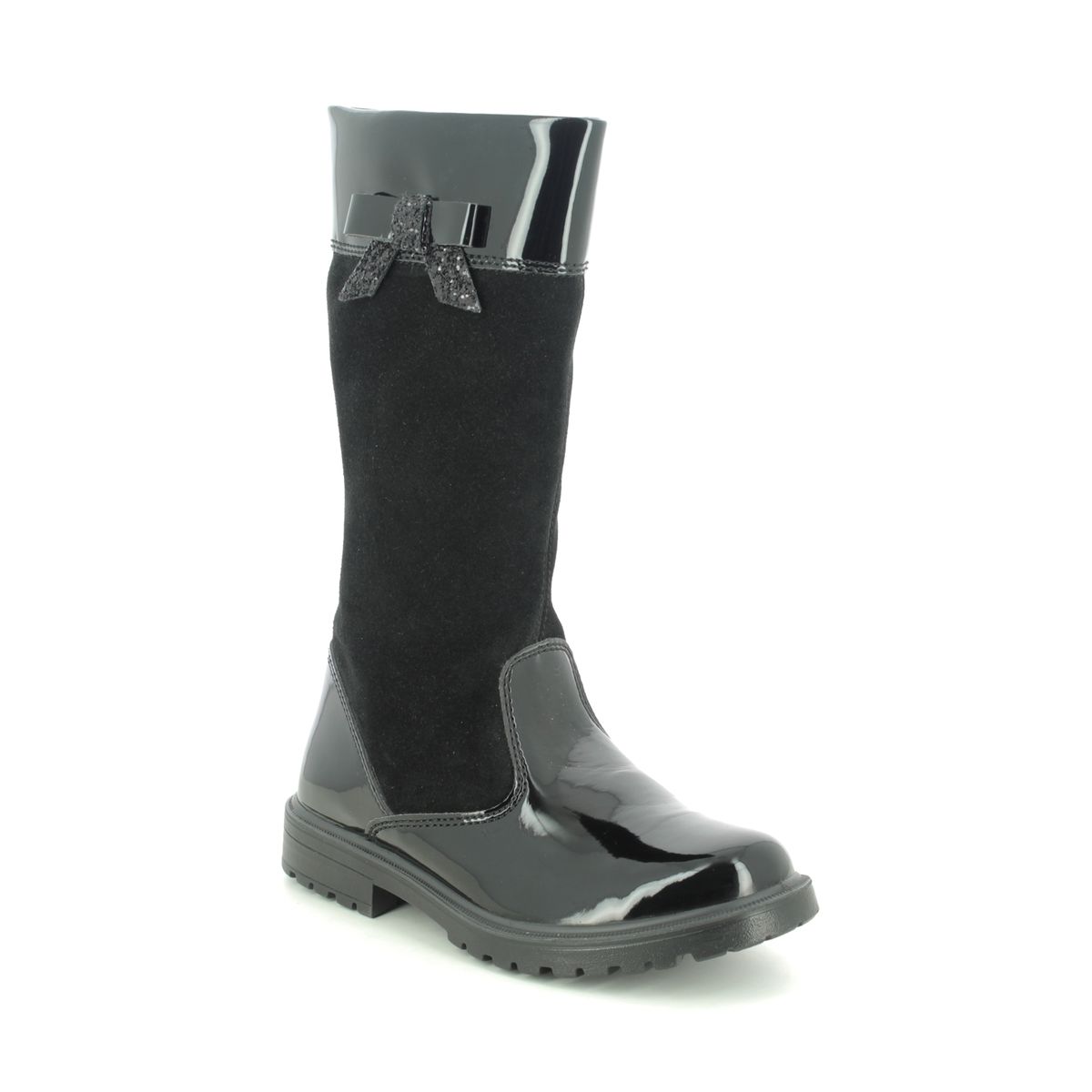 Primigi Chris Long Black patent suede Kids Girls boots 6366900-30 in a Plain Leather in Size 36