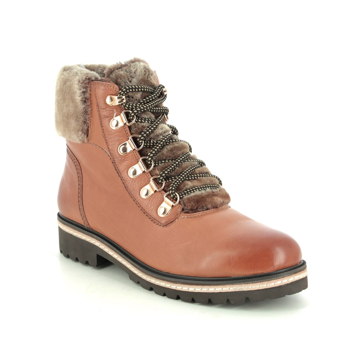 Regarde le Ciel Brandy 01 Tan Leather Womens Lace Up Boots 2046-4659 in a Plain Leather in Size 40