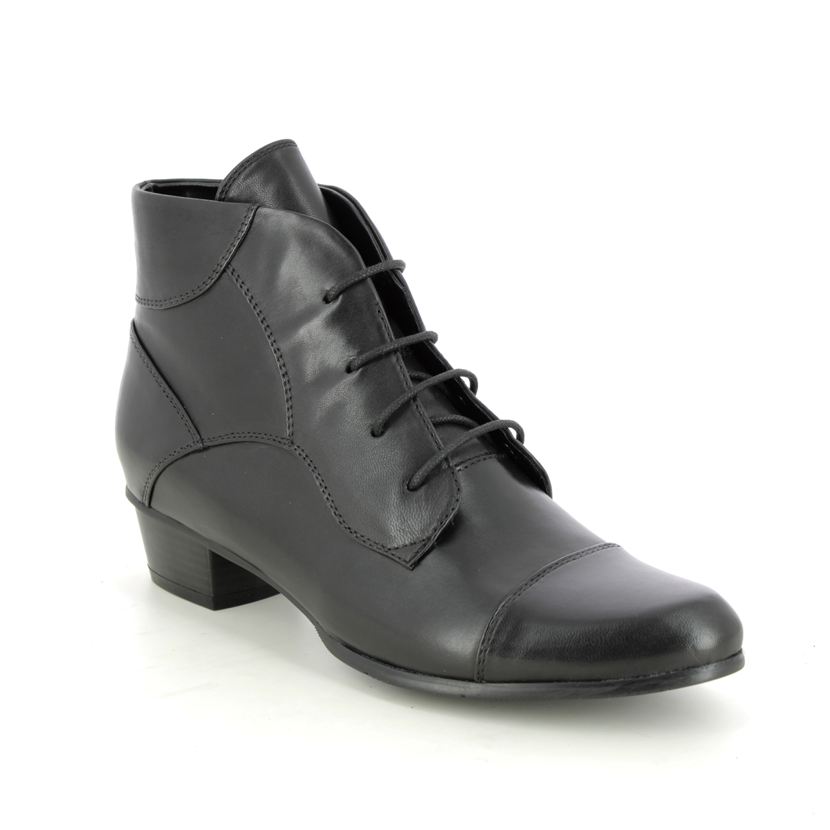 Regarde Le Ciel Stefany 123 Lace Black Leather Womens Boots 0123-0003 Ankle Boots In Soft Black Leather Leather In Size 36