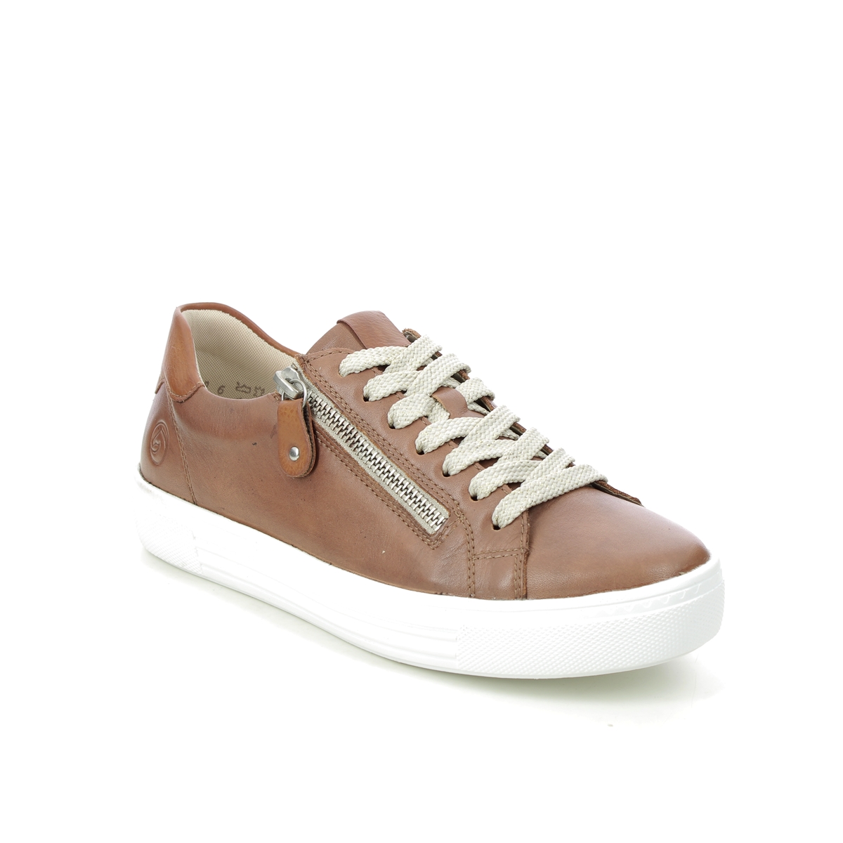 Remonte Altozip Tan Leather Womens Trainers D0903-24 In Size 36 In Plain Tan Leather