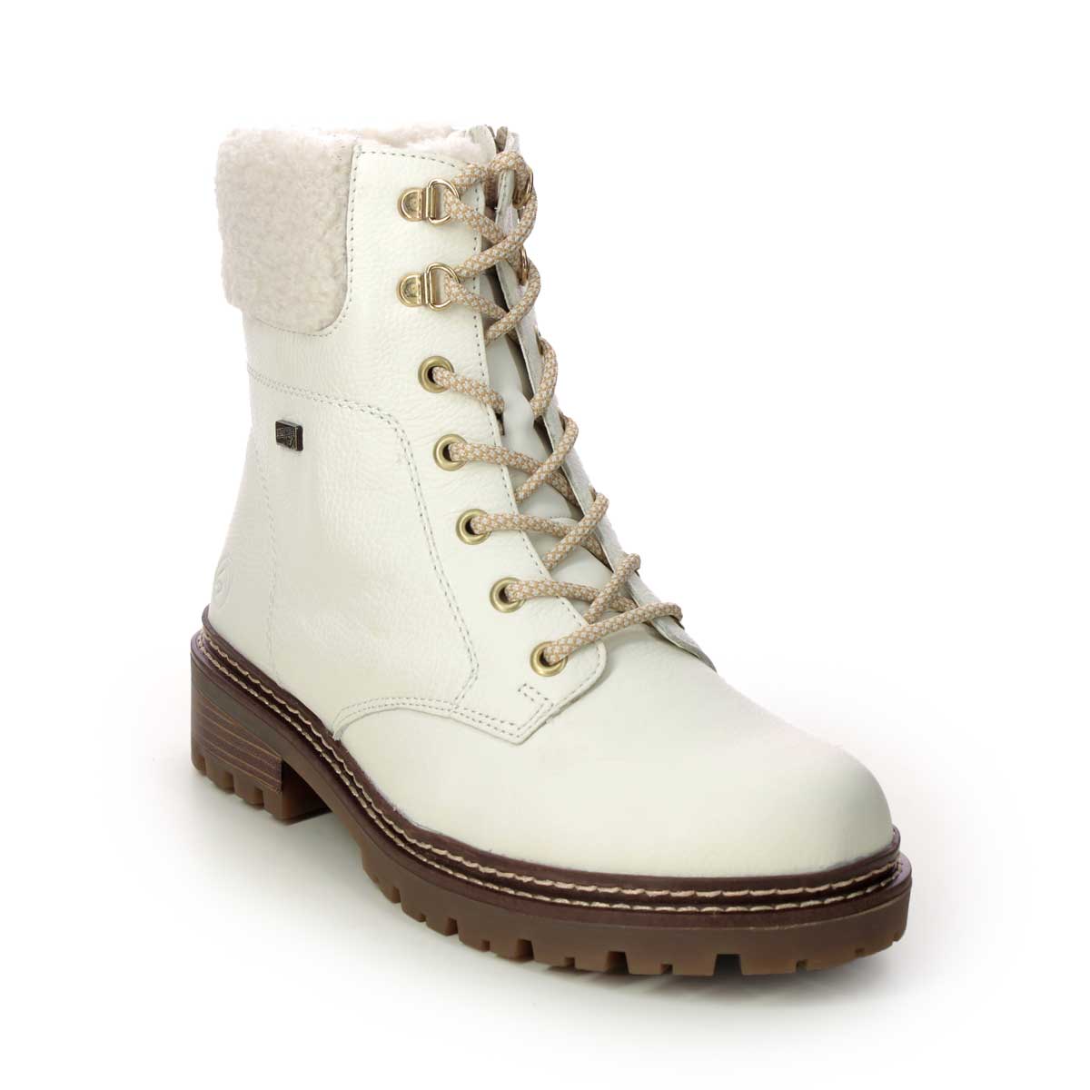Remonte D0B74-81 Astra Teddy Tex WHITE LEATHER Womens Winter Boots in a Plain Leather in Size 38