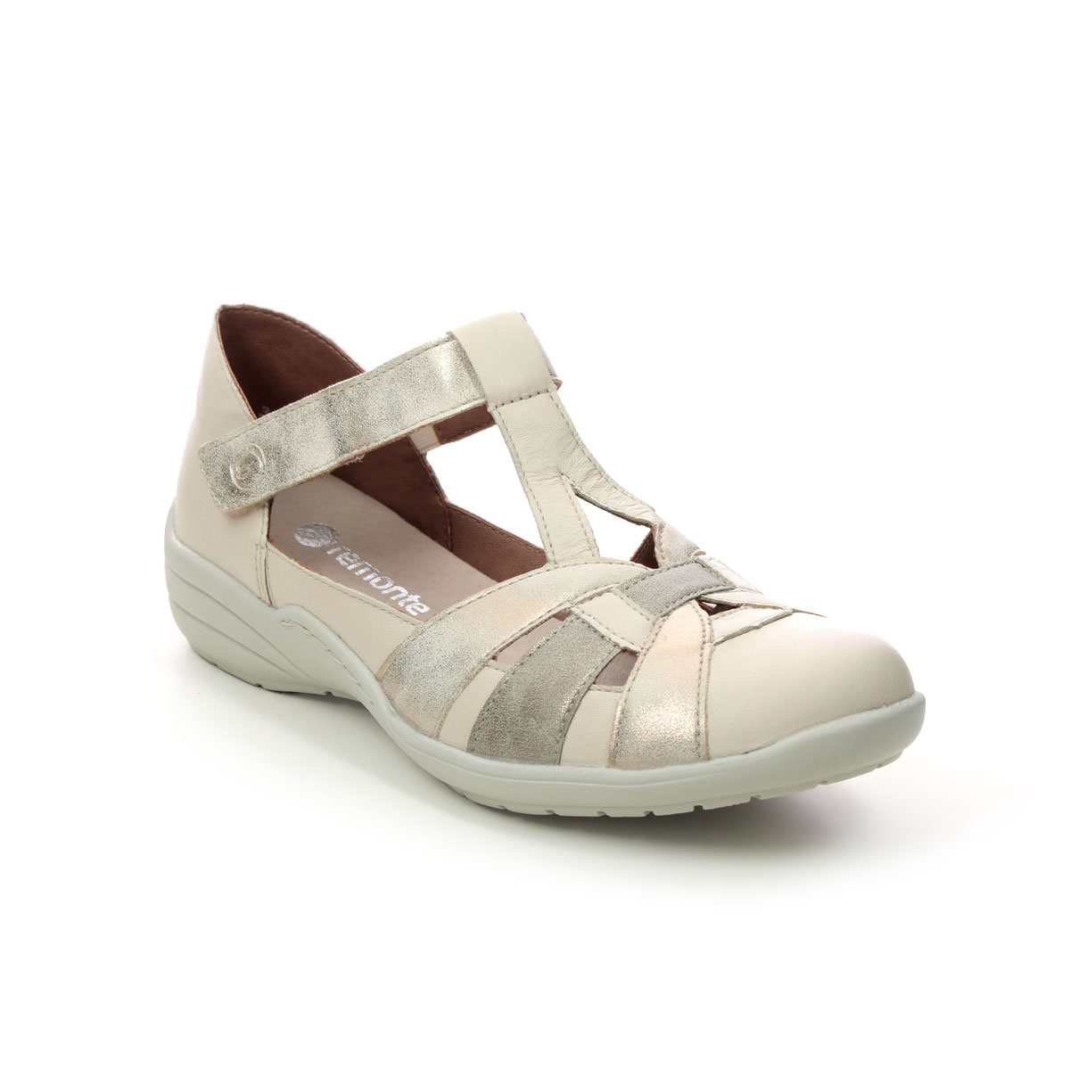 Remonte R7601-80 Bertavall Beige leather Womens Closed Toe Sandals in a Plain Leather and Man-made in Size 39