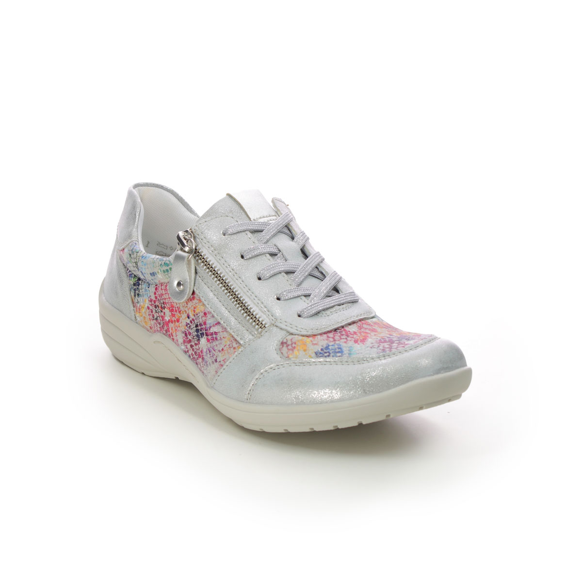 Remonte Bertazip Silver Floral Womens Lacing Shoes R7637-40 In Size 37 In Plain Silver Floral