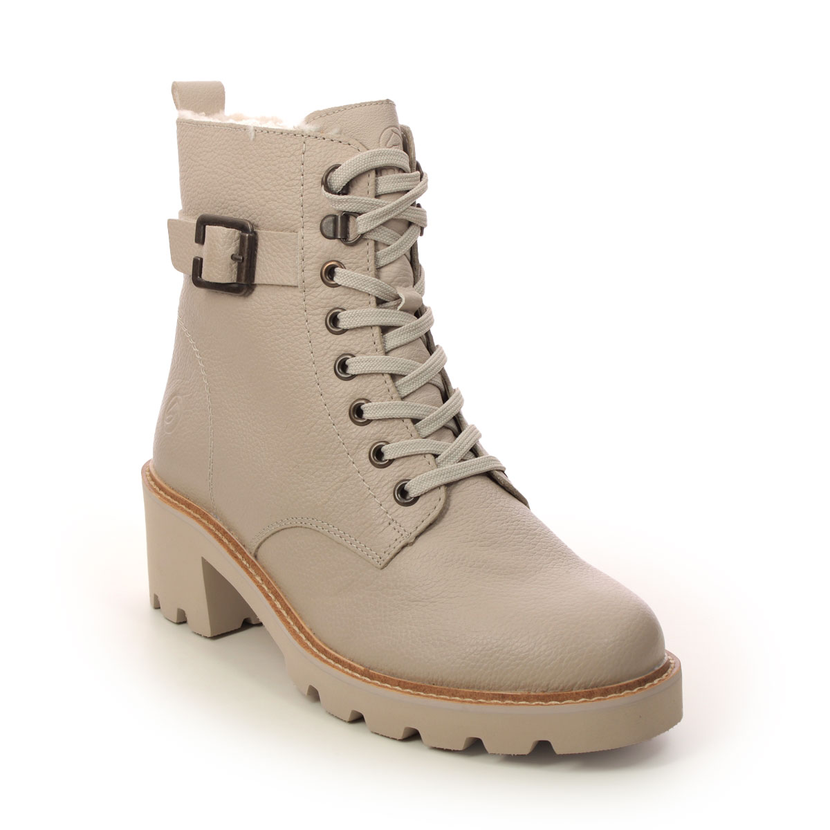 Remonte Bodola Beige Leather Womens Lace Up Boots D0A74-60 In Size 40 In Plain Beige Leather