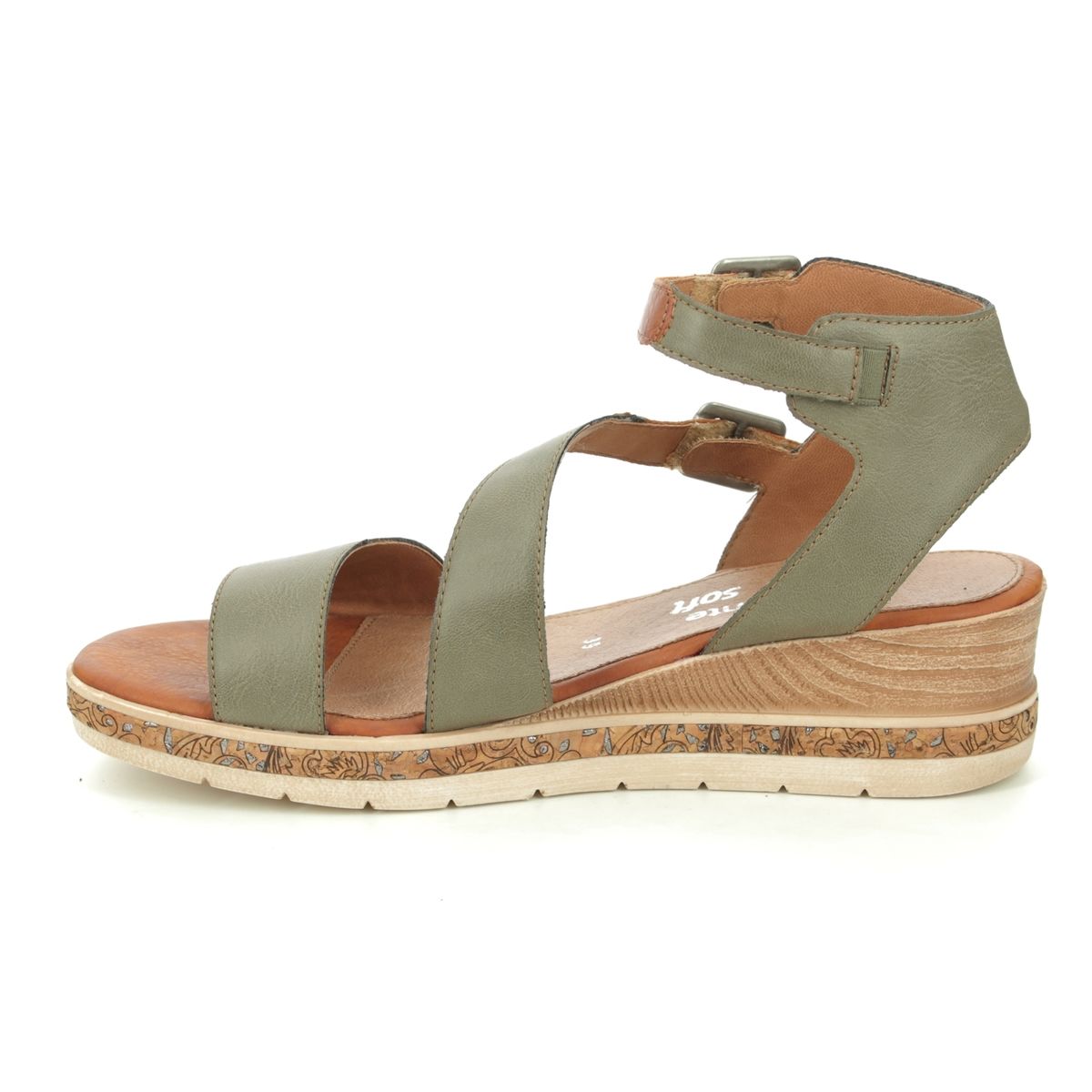 Remonte D3052-54 Boustrap Green Womens Wedge Sandals
