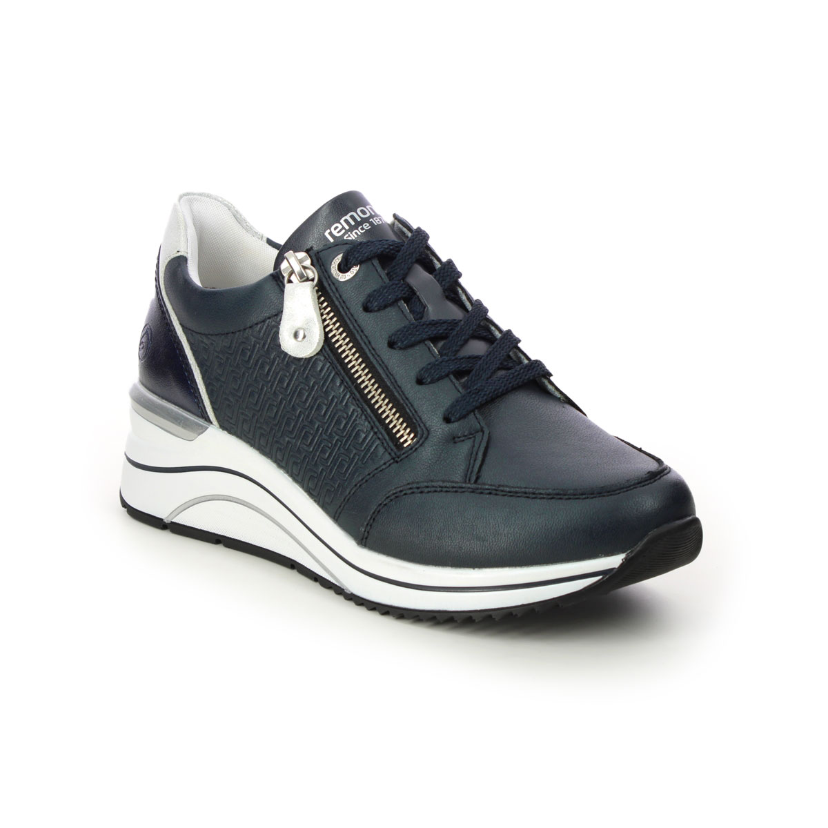 Remonte D0T03-14 Ranzip Wedge Navy Leather Womens trainers in a Plain Leather in Size 40
