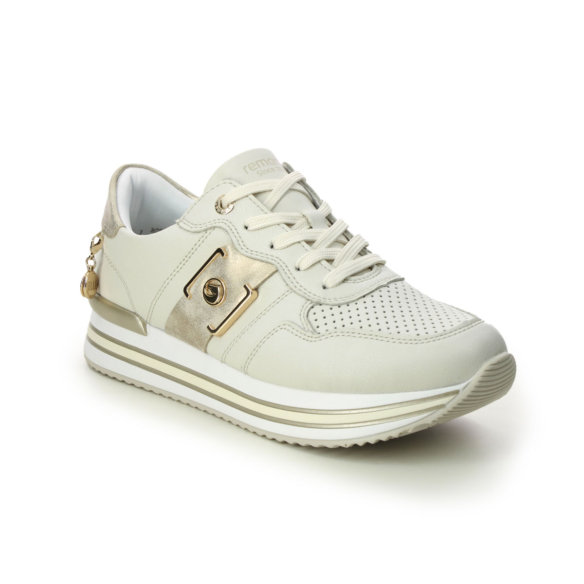 Remonte D1322-60 Ranger Elle Off White Womens trainers in a Plain Leather in Size 36