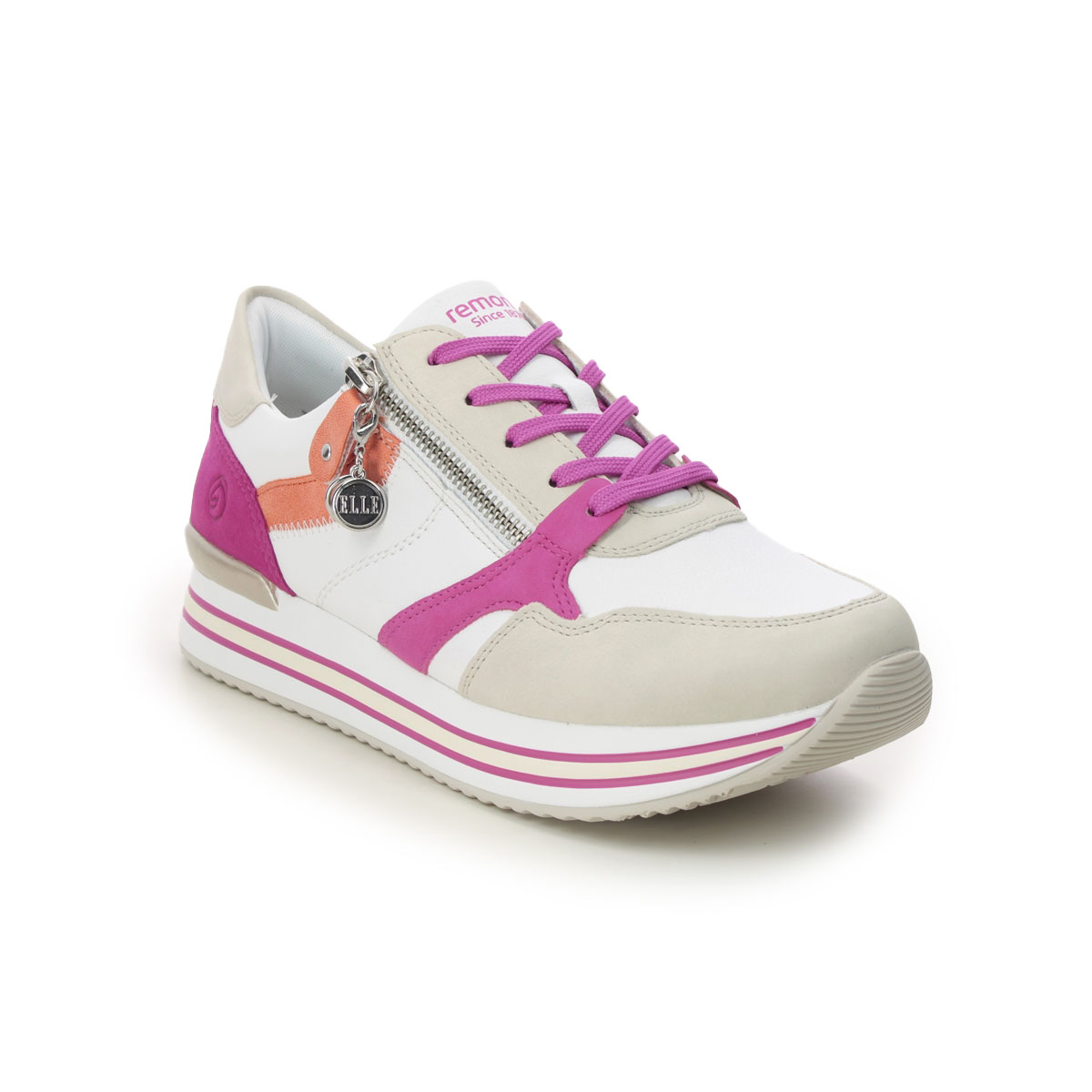 Remonte D1323-80 Range Zip Elle White multi Womens trainers in a Plain Leather in Size 40