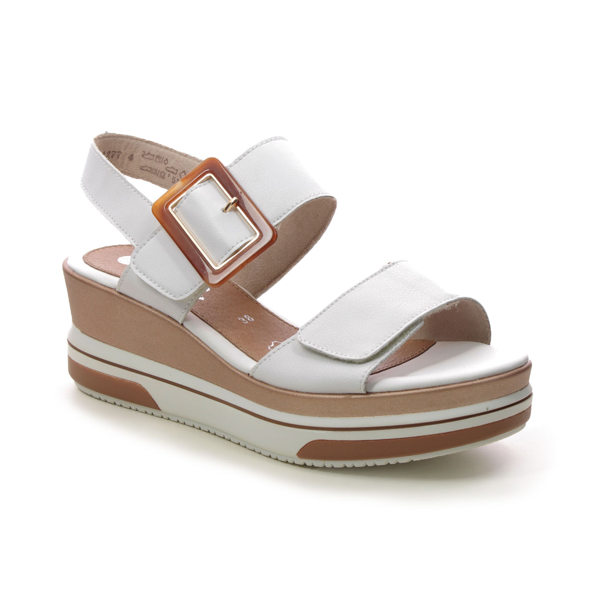 Remonte D1P50-80 Flatform Wedge White Womens Wedge Sandals in a Plain Leather and Man-made in Size 41