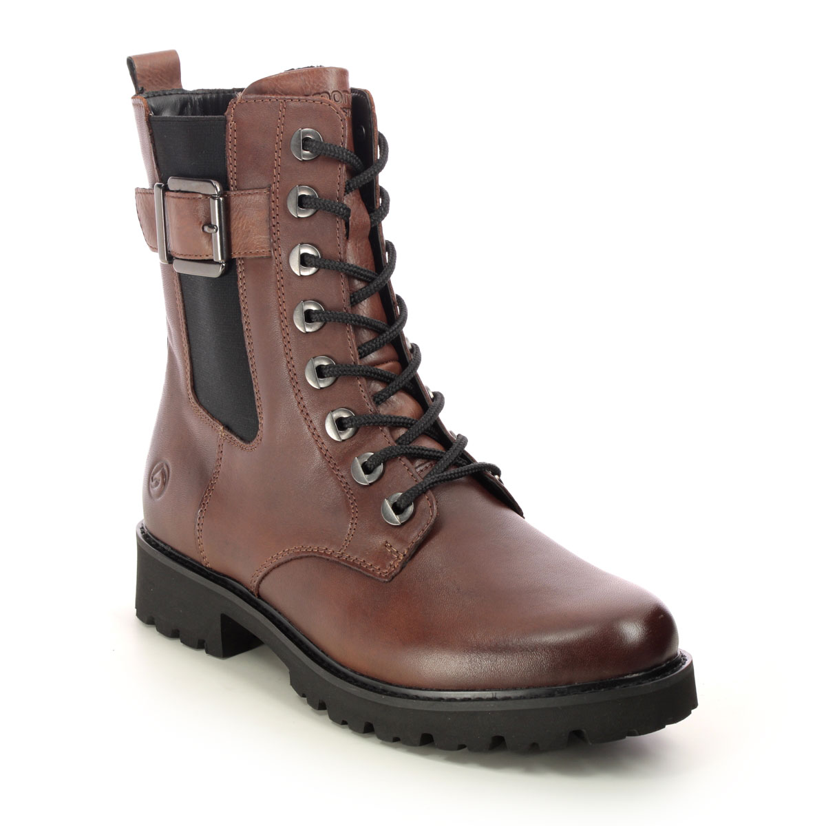 Remonte Doclachel Elle Brown Leather Womens Biker Boots D8668-22 In Size 37 In Plain Brown Leather